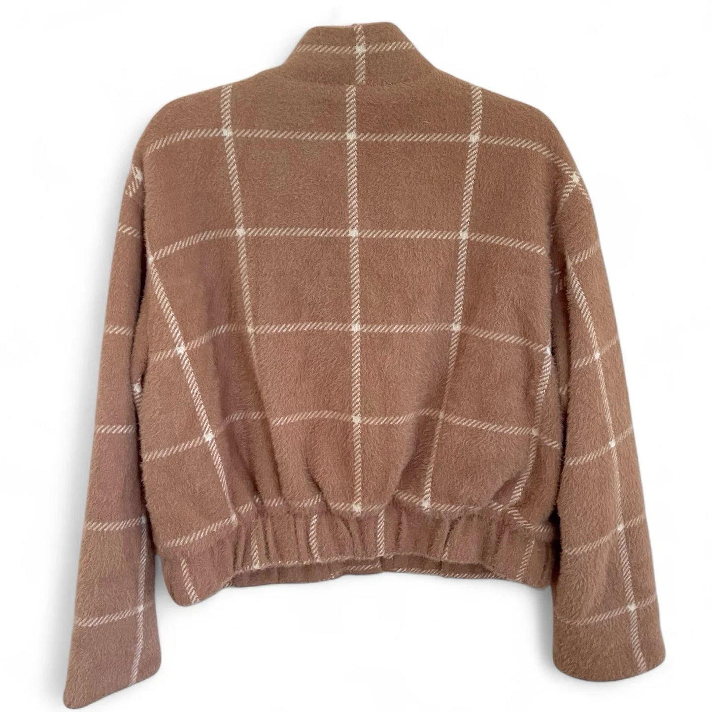 Z Supply Plaid Bomber Jacket Size Medium Taupe Classic MSRP $169 - Trendiez U ♥