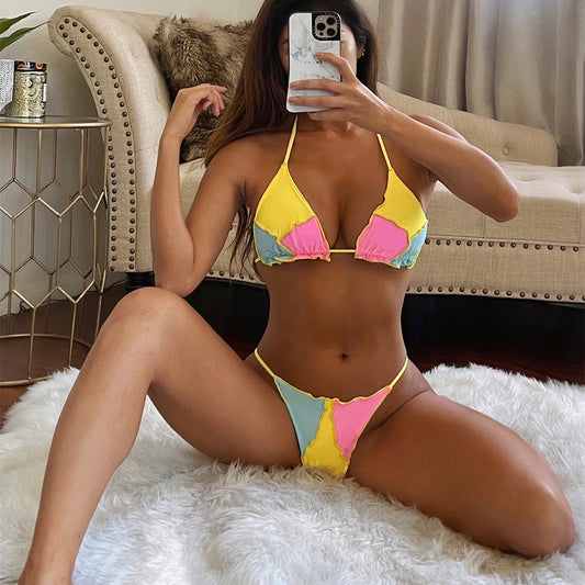European And American Foreign Trade Split Swimsuit Stitching Bikini