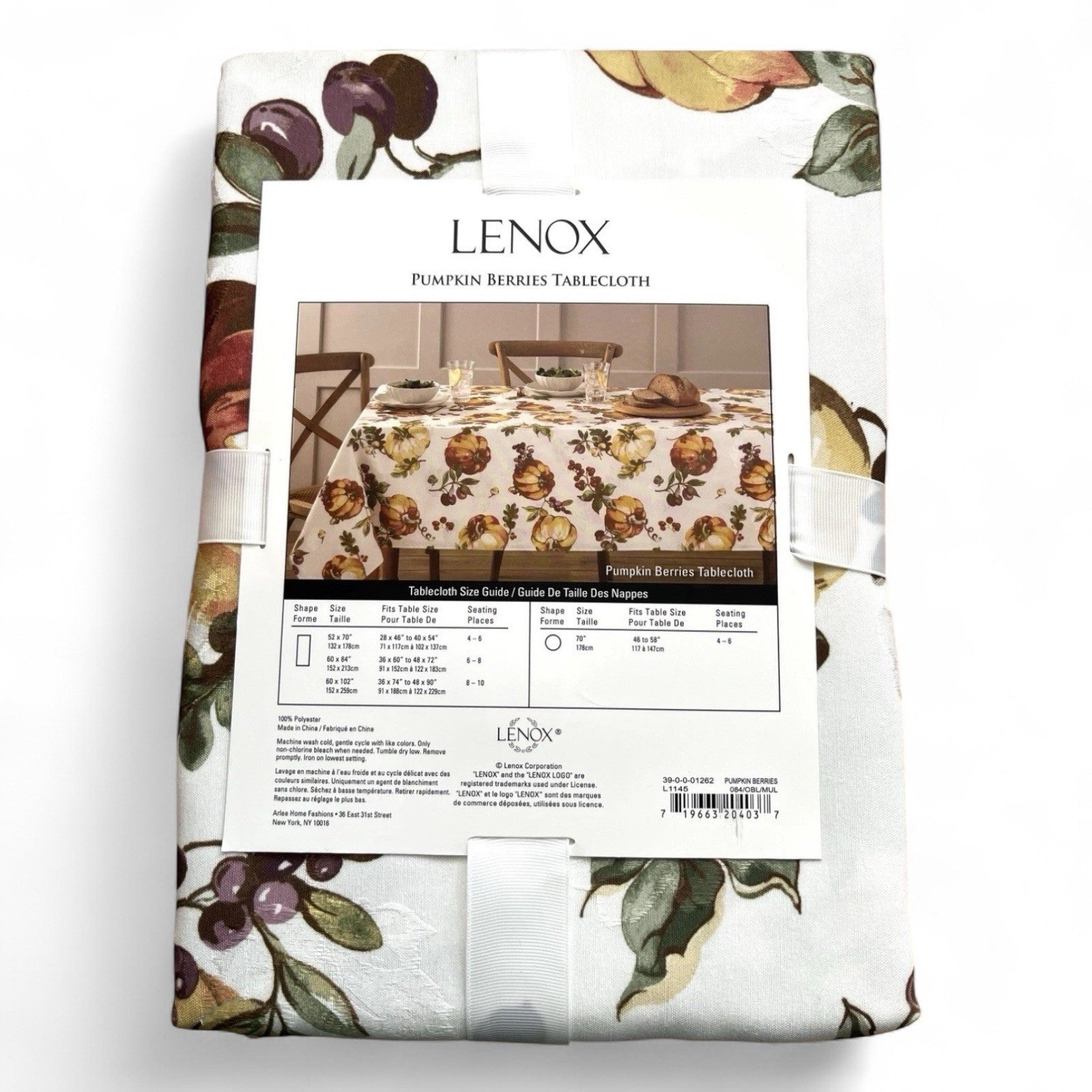 Lenox Pumpkin Berries Thanksgiving Tablecloth 60x84