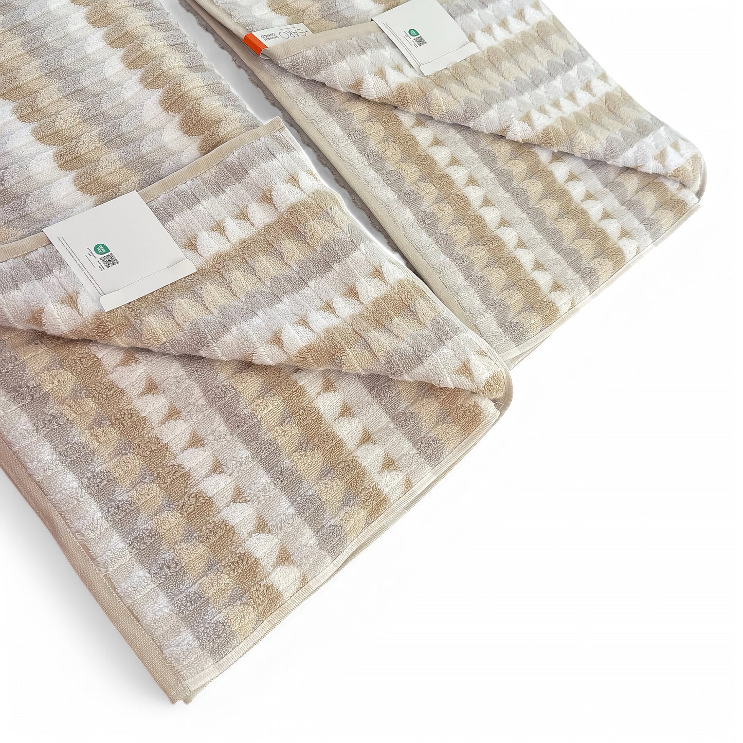 Caro Home Tan White Gray Geometric Bath Towel Set