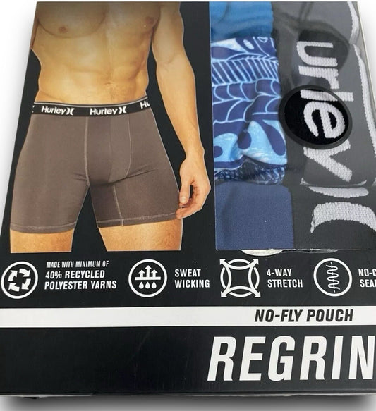 3 Pack Hurley Boxer Briefs Size L 36"-38" Men's Regrind 4 way Stretch Blue - Trendiez U ♥ 