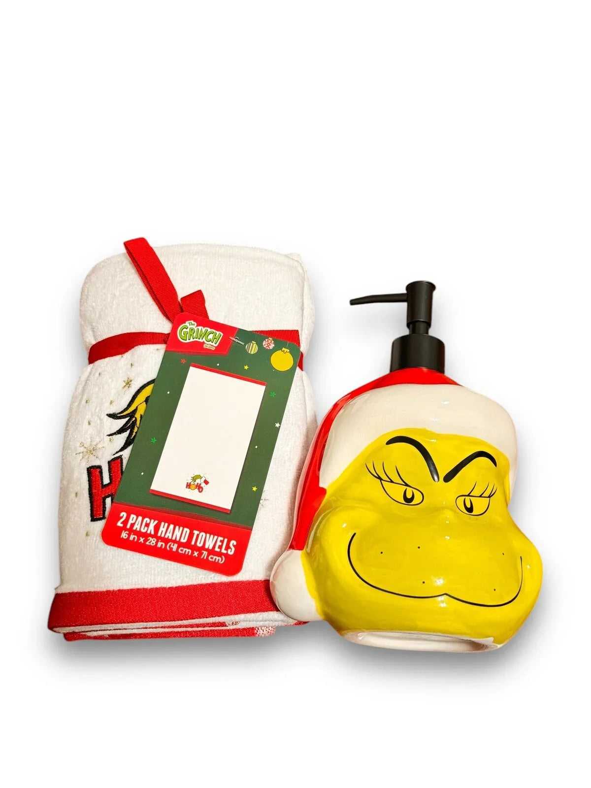 3pc SET Grinch Christmas Bathroom Soap Dispenser & Hand Towel - Trendiez U ♥ 