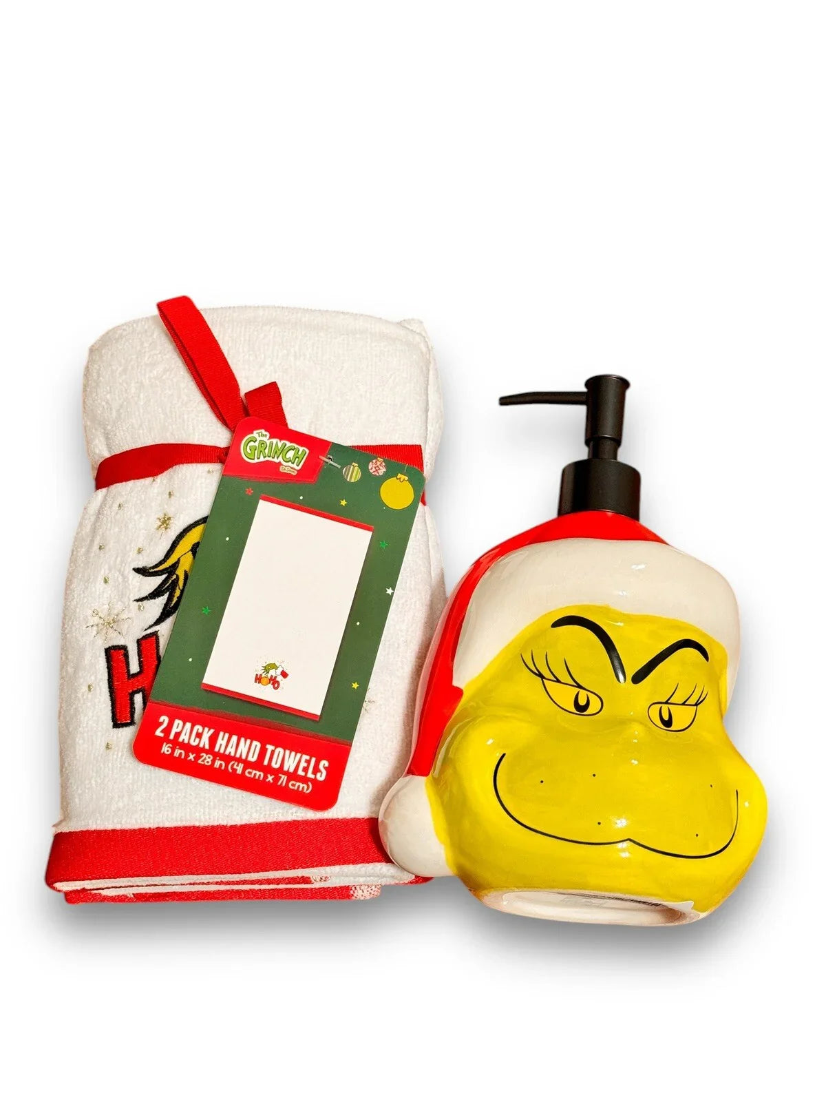 3pc SET Grinch Christmas Bathroom Soap Dispenser & Hand Towel - Trendiez U ♥ 
