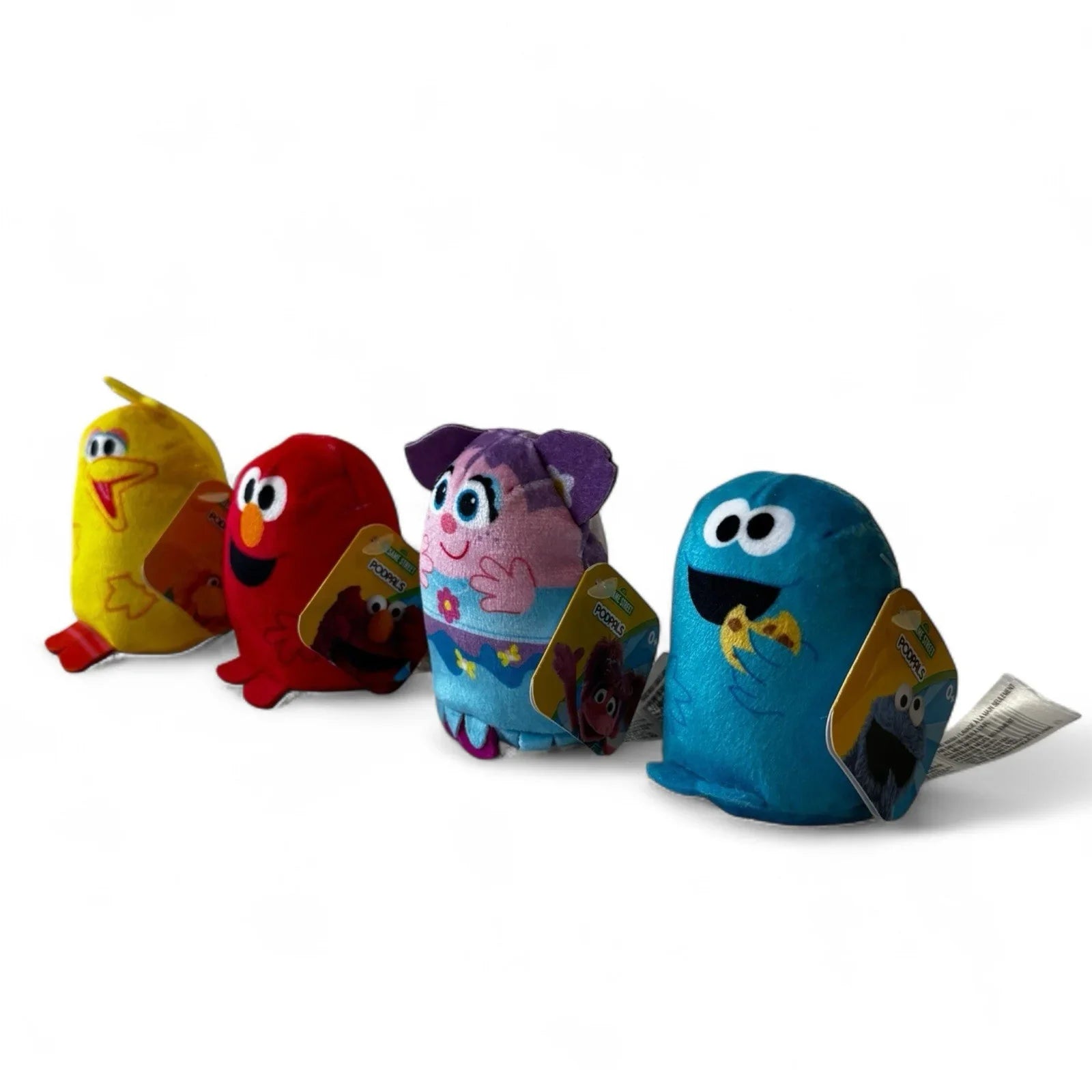 4 Sesame Street Podpals Mini Plush Toy Lot Elmo Cookie Monster Big Bird Abby Set - Trendiez U ♥ 