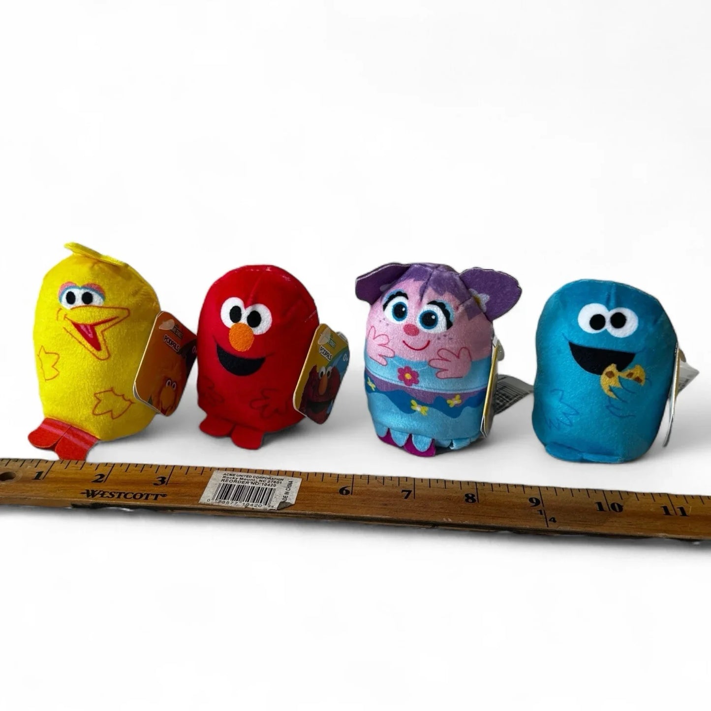 4 Sesame Street Podpals Mini Plush Toy Lot Elmo Cookie Monster Big Bird Abby Set - Trendiez U ♥ 