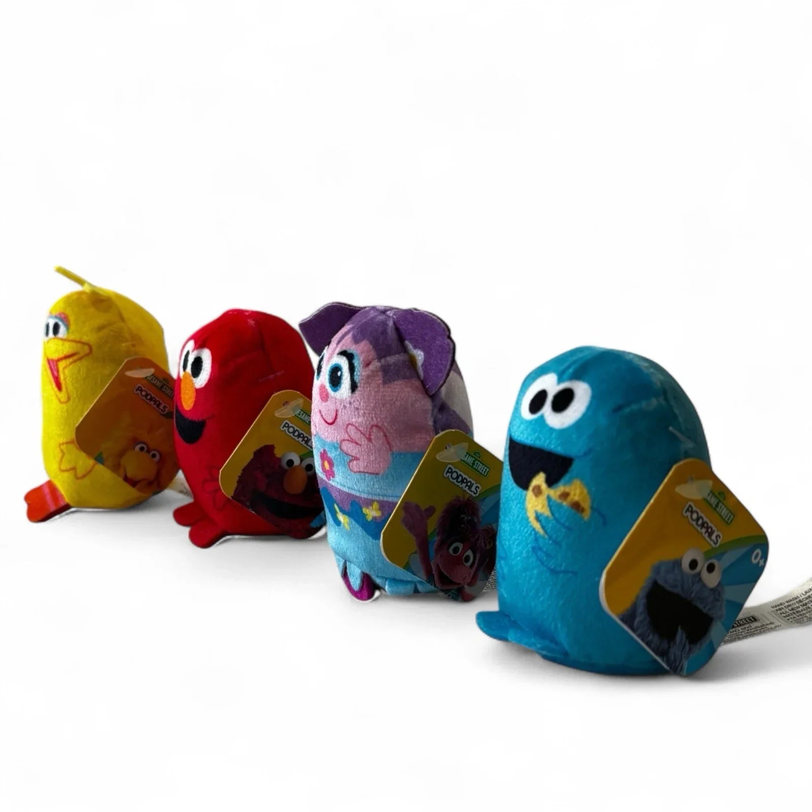 4 Sesame Street Podpals Mini Plush Toy Lot Elmo Cookie Monster Big Bird Abby Set - Trendiez U ♥ 