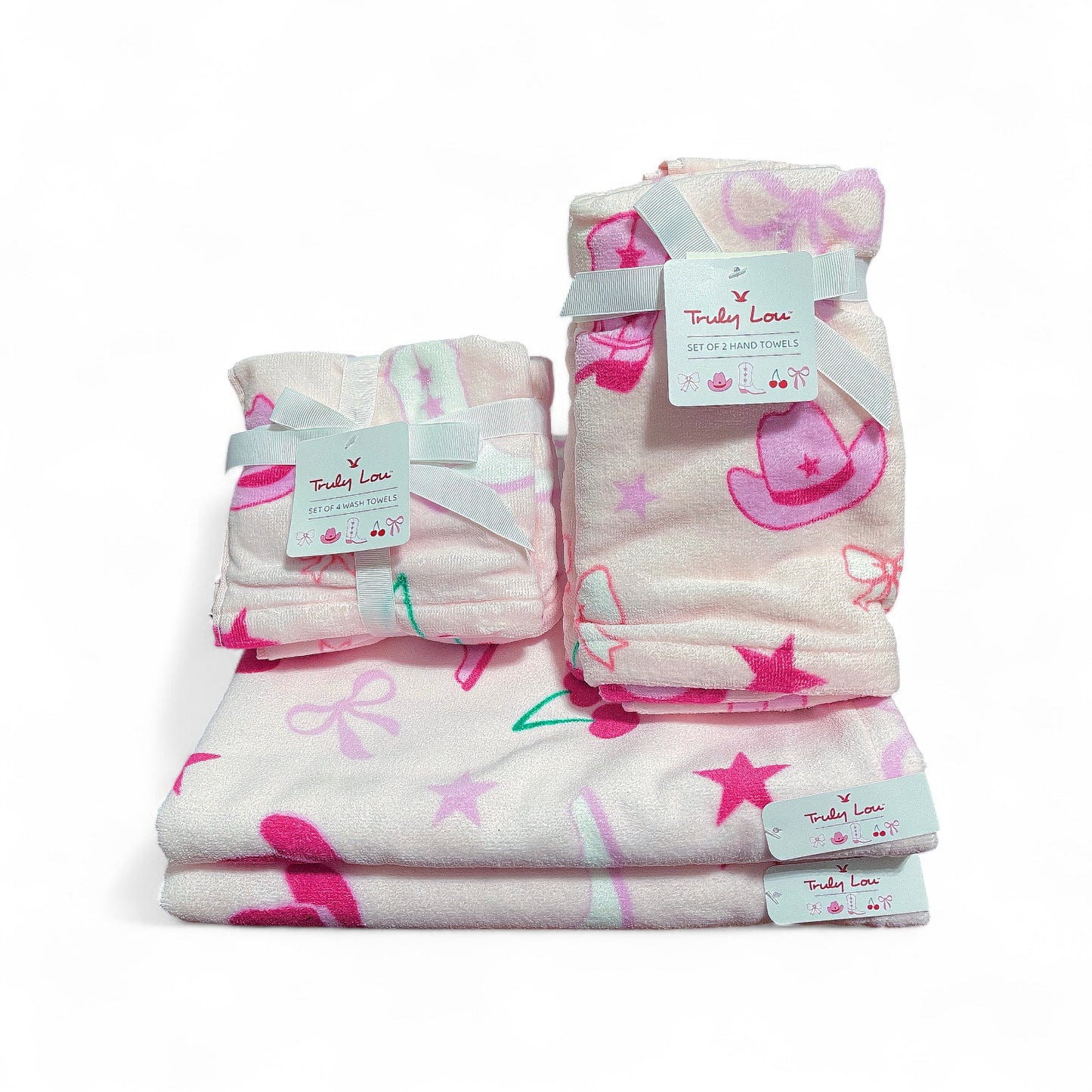 Truly Lou Pink Cowgirl Bath Towel Set