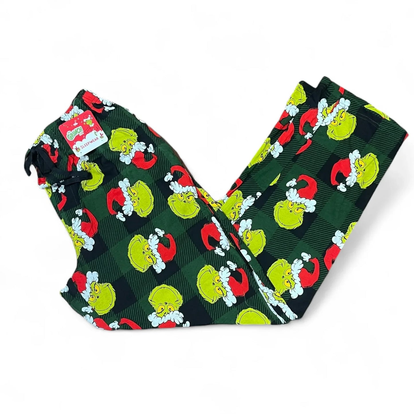 The Grinch Men’s Christmas Pajama Pants – 100% Cotton Medium Buffalo Plaid