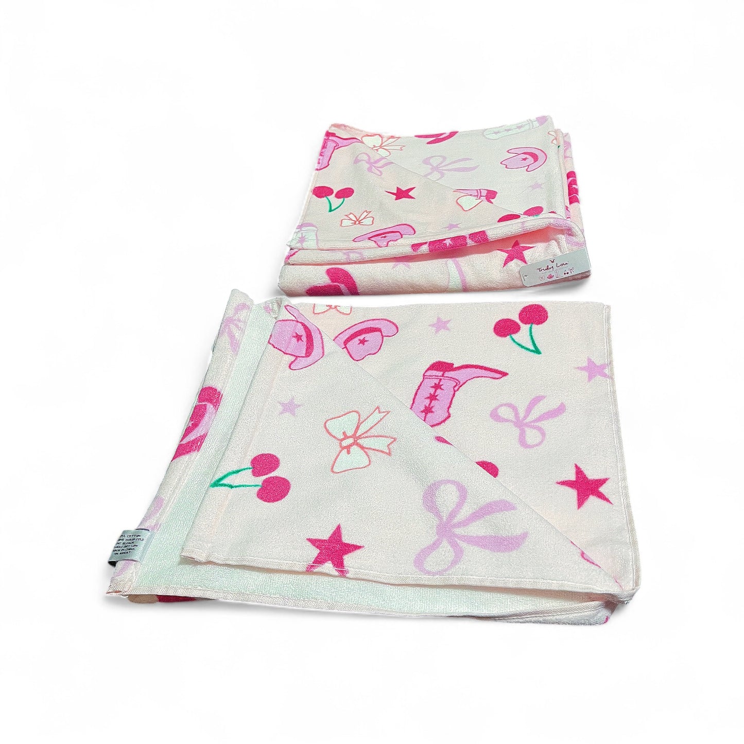 Truly Lou Pink Cowgirl Bath Towel Set