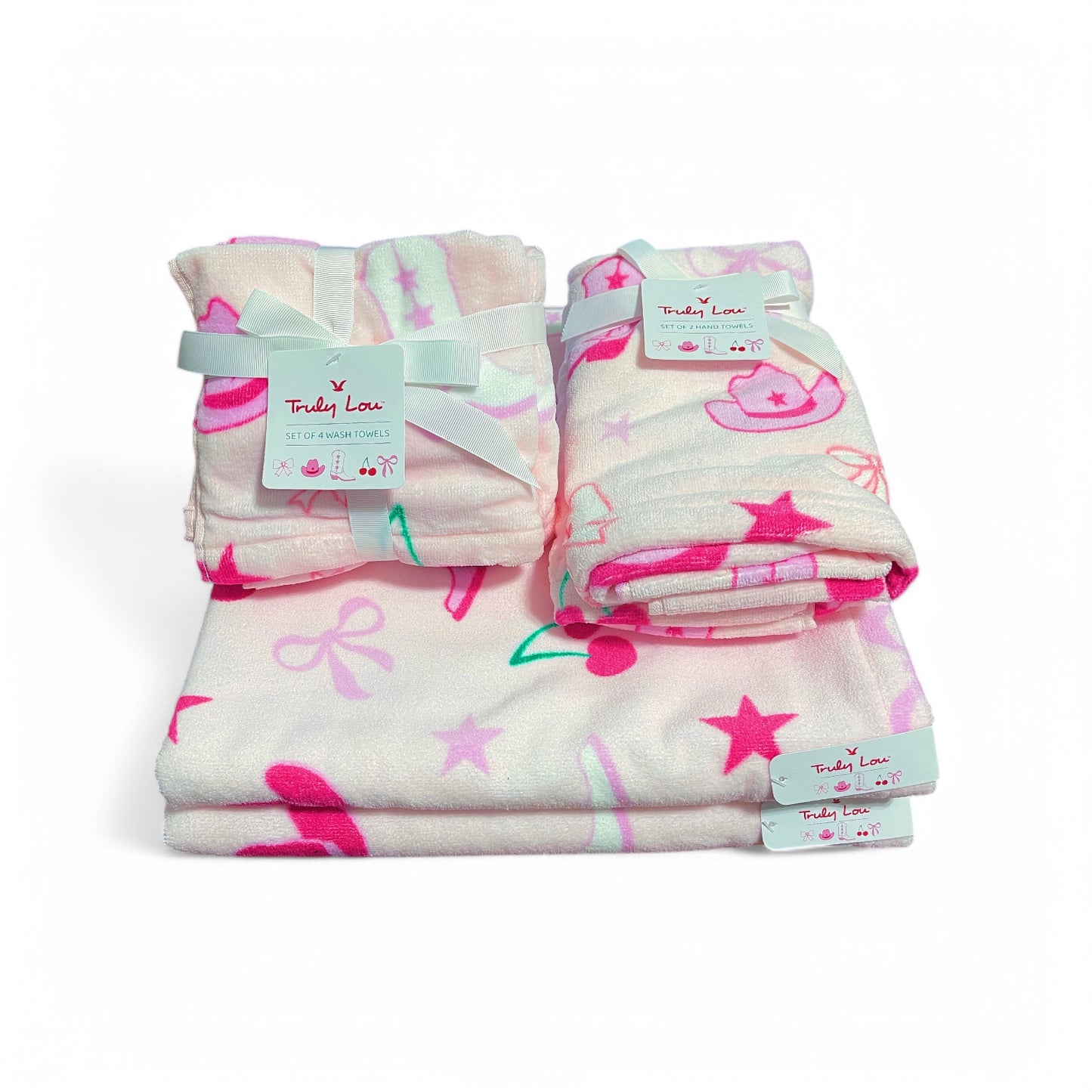 Truly Lou Pink Cowgirl Bath Towel Set