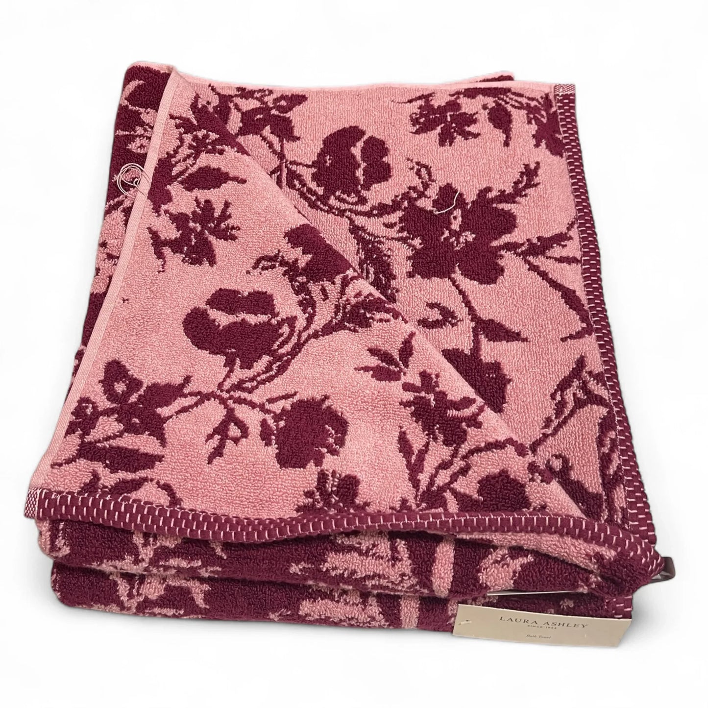 Laura Ashley Cottagecore Farmhouse 6-Piece Floral Towel Set – Burgundy & Pink