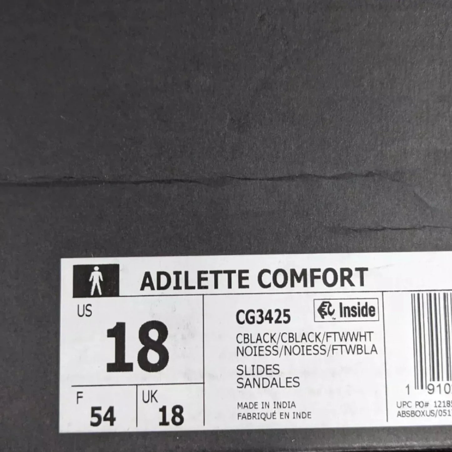 Adidas Adilette Comfort Slides Mens Size 18 - Black - Trendiez U ♥ 