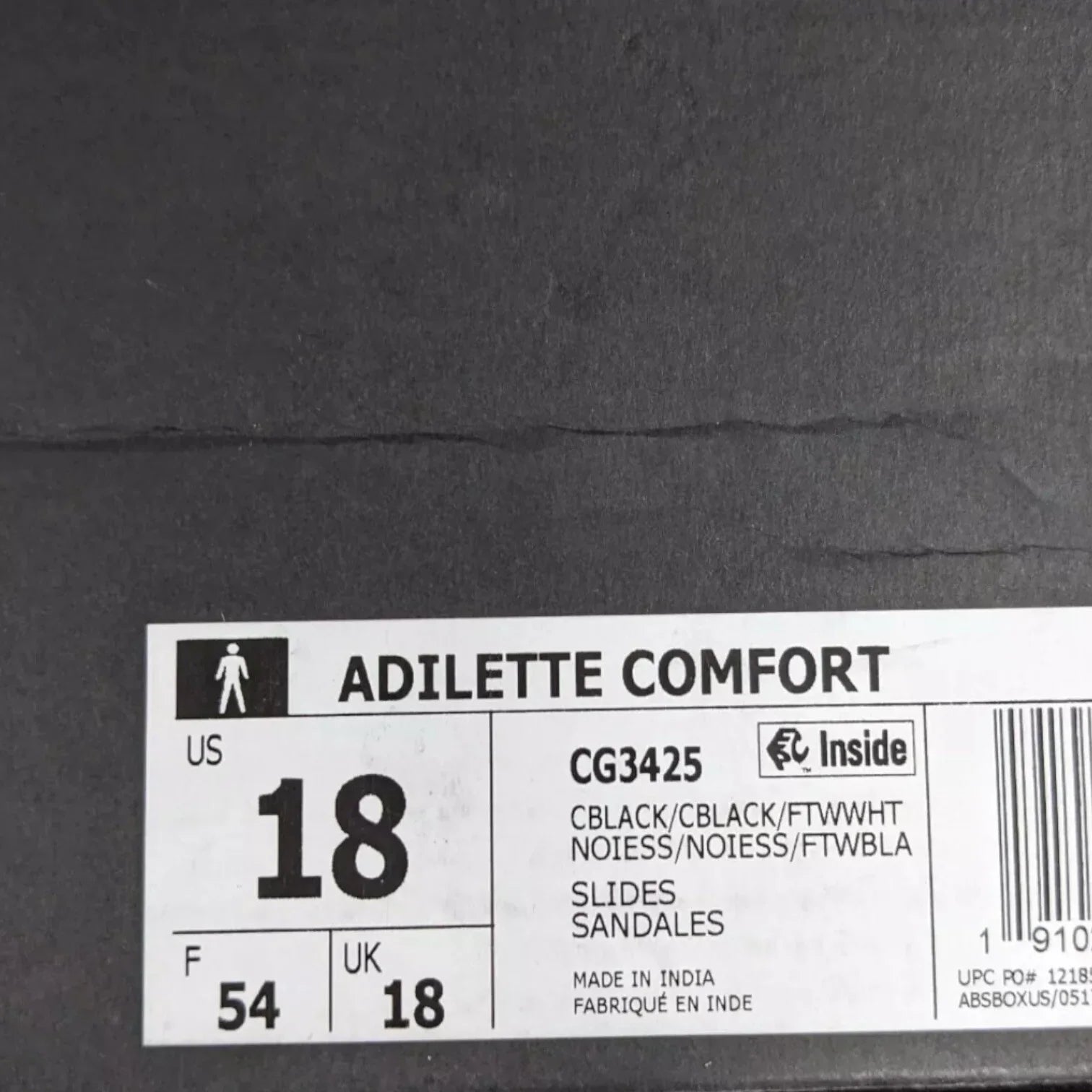 Adidas Adilette Comfort Slides Mens Size 18 - Black - Trendiez U ♥ 