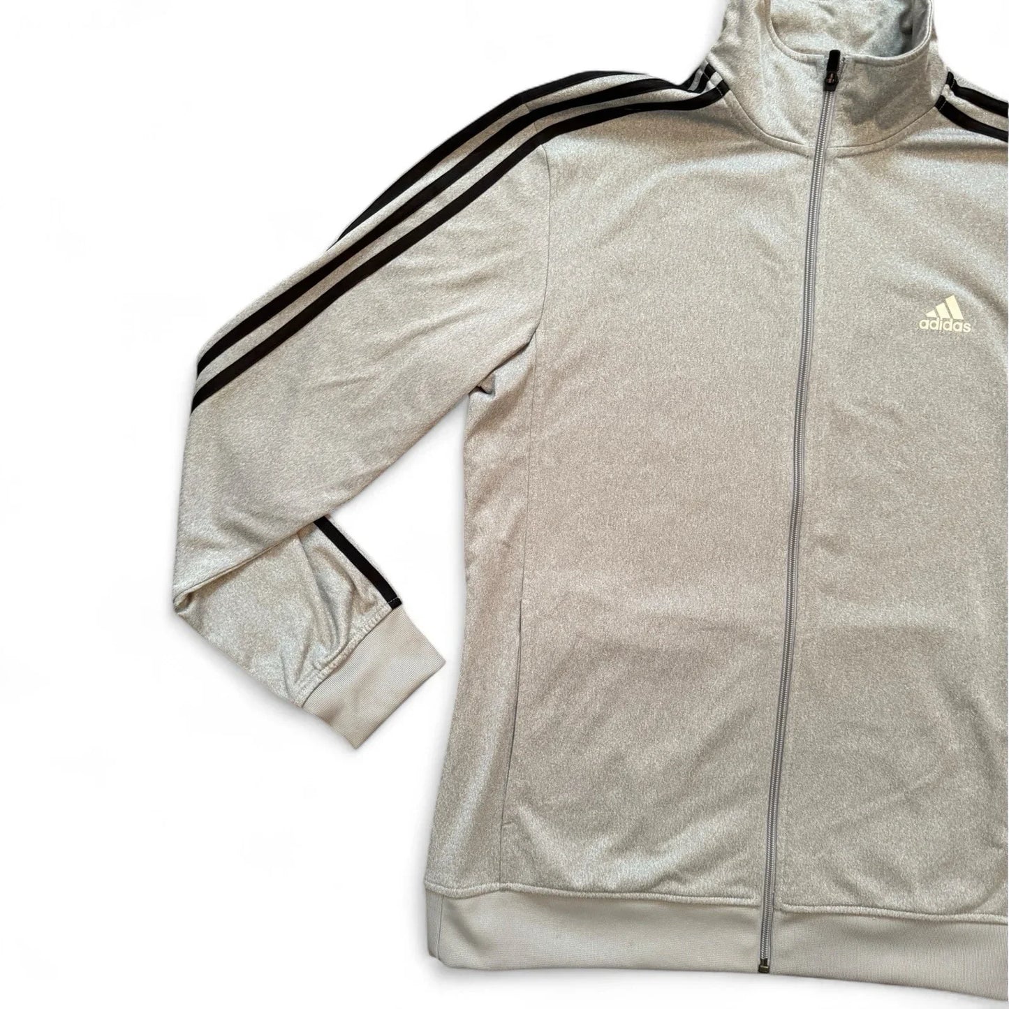 Adidas Jacket Mens Large Jacket Gray Black Essential 3 Stripe Tricot Track - Trendiez U ♥ 