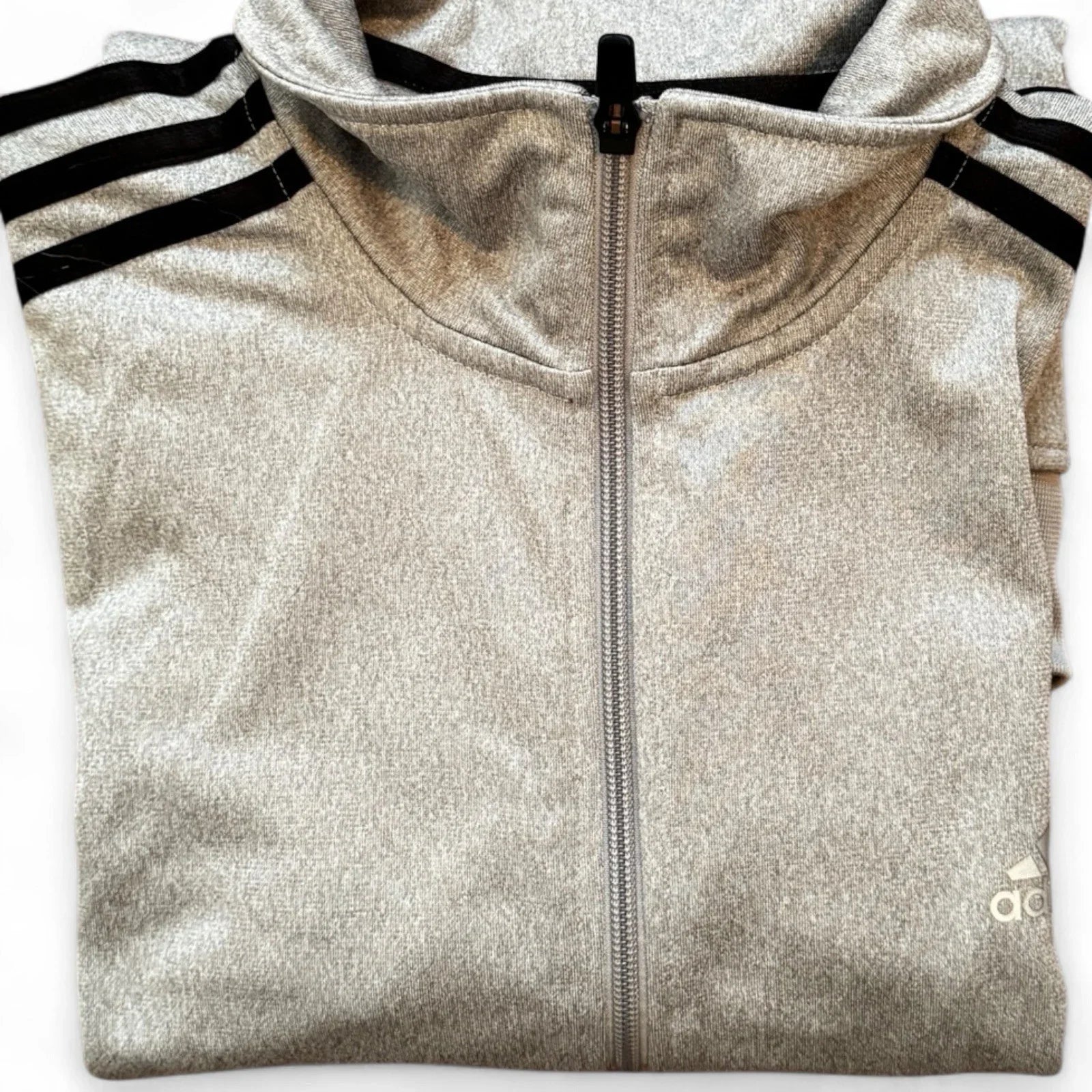 Adidas Jacket Mens Large Jacket Gray Black Essential 3 Stripe Tricot Track - Trendiez U ♥ 