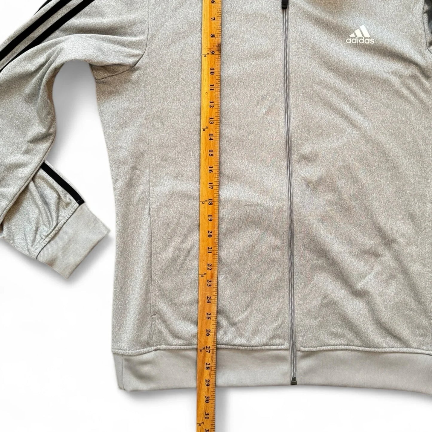 Adidas Jacket Mens Large Jacket Gray Black Essential 3 Stripe Tricot Track - Trendiez U ♥ 