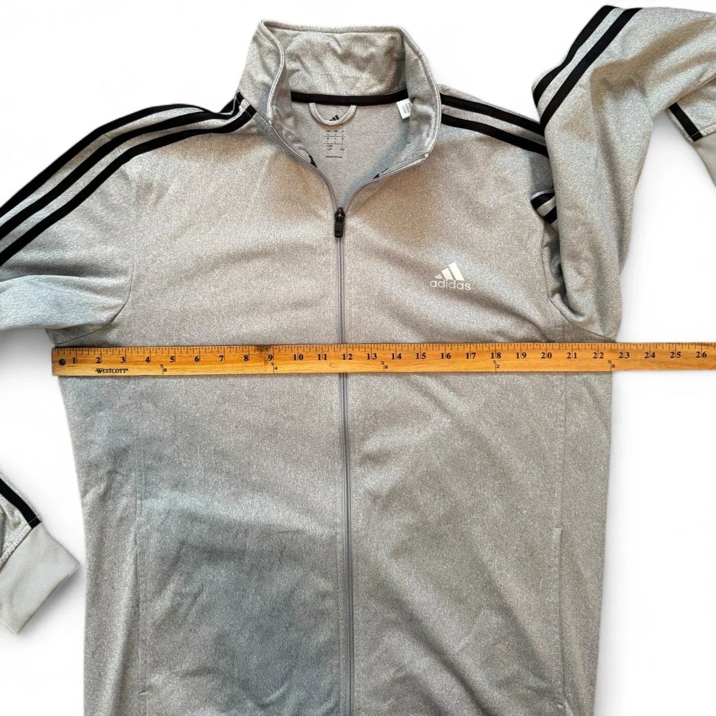 Adidas Jacket Mens Large Jacket Gray Black Essential 3 Stripe Tricot Track - Trendiez U ♥ 