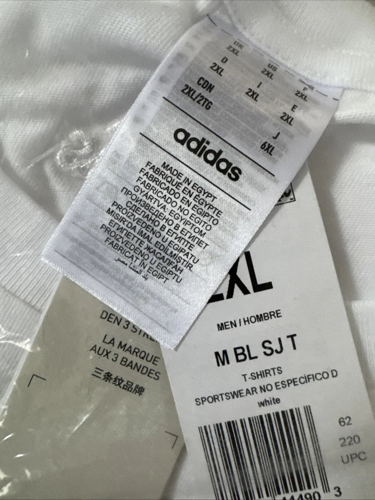 Adidas Men Tshirt Essentials Single Jersey Big Logo Tee 2XL White/Black Athletic - Trendiez U ♥ 
