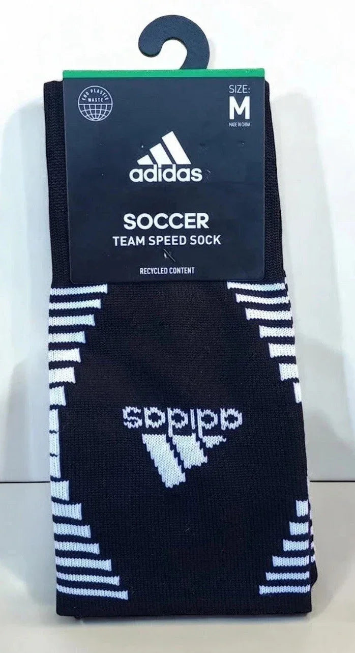 Adidas Team Mens Speed Soccer Socks Climacool Black SZ Medium (Shoe Size 5-8.5) - Trendiez U ♥ 
