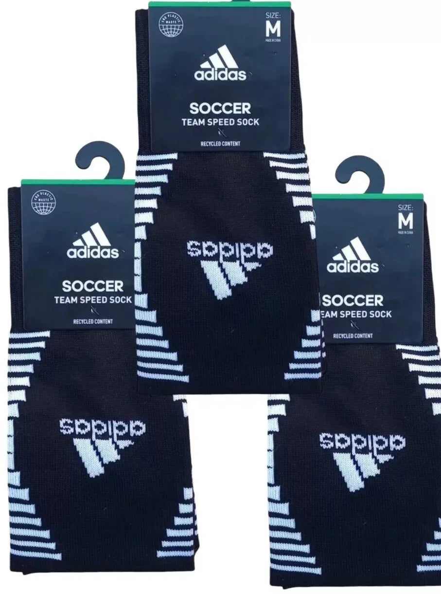 Adidas Team Mens Speed Soccer Socks Climacool Black SZ Medium (Shoe Size 5-8.5) - Trendiez U ♥ 