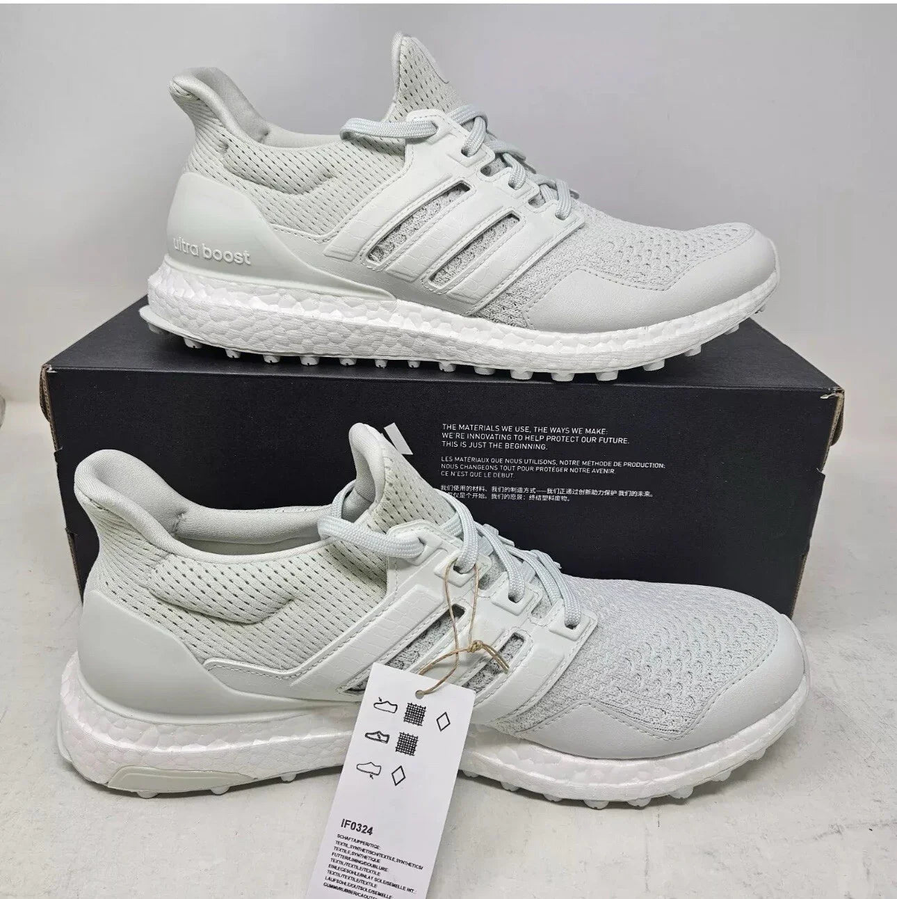 Adidas Ultraboost Spikeless Golf Shoes Mint White Turf IF0324 Mens Size 9 - Trendiez U ♥ 