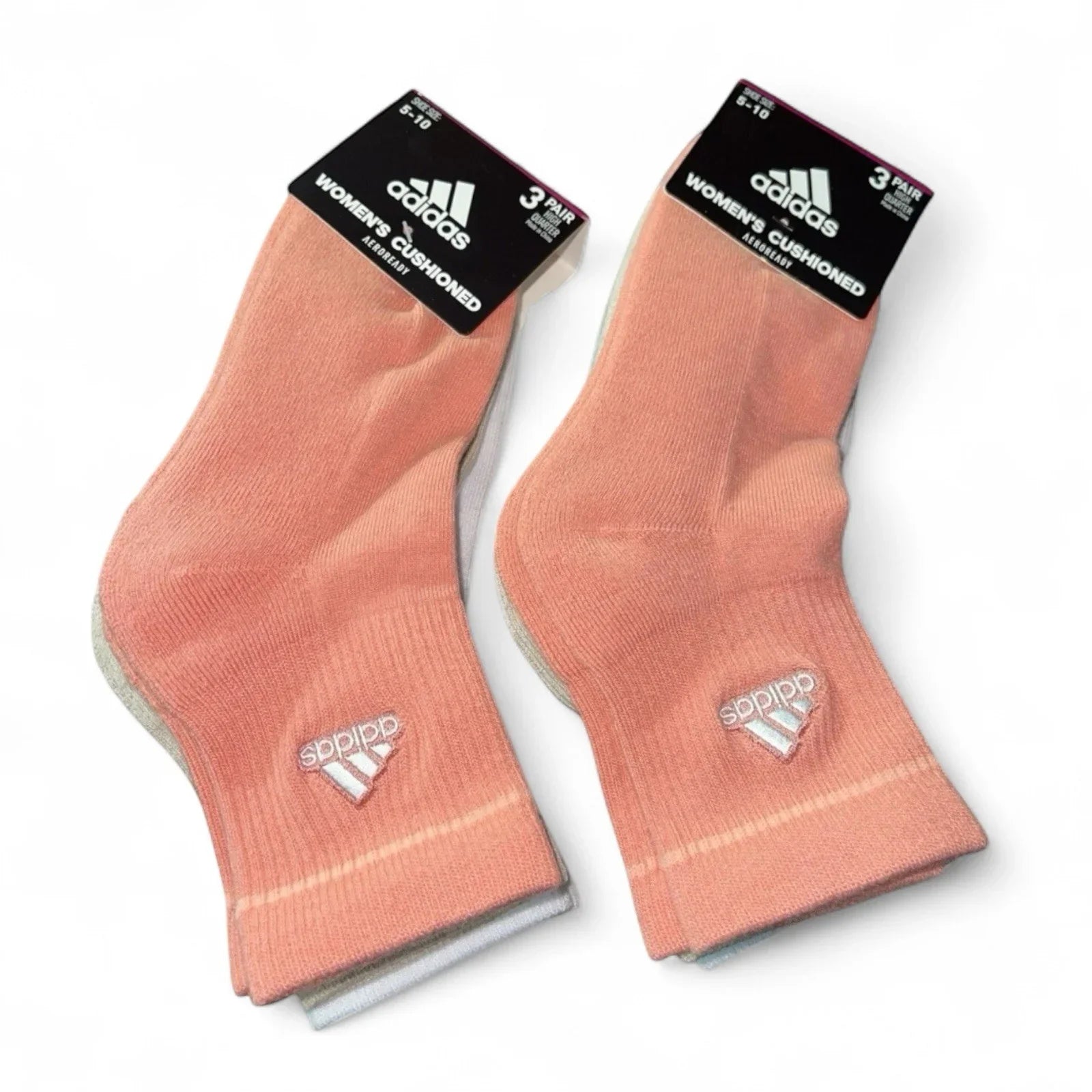 ADIDAS Women’s Cushioned Sport High Quarter Socks 6 Pair Shoe Size 5-10 - Trendiez U ♥ 