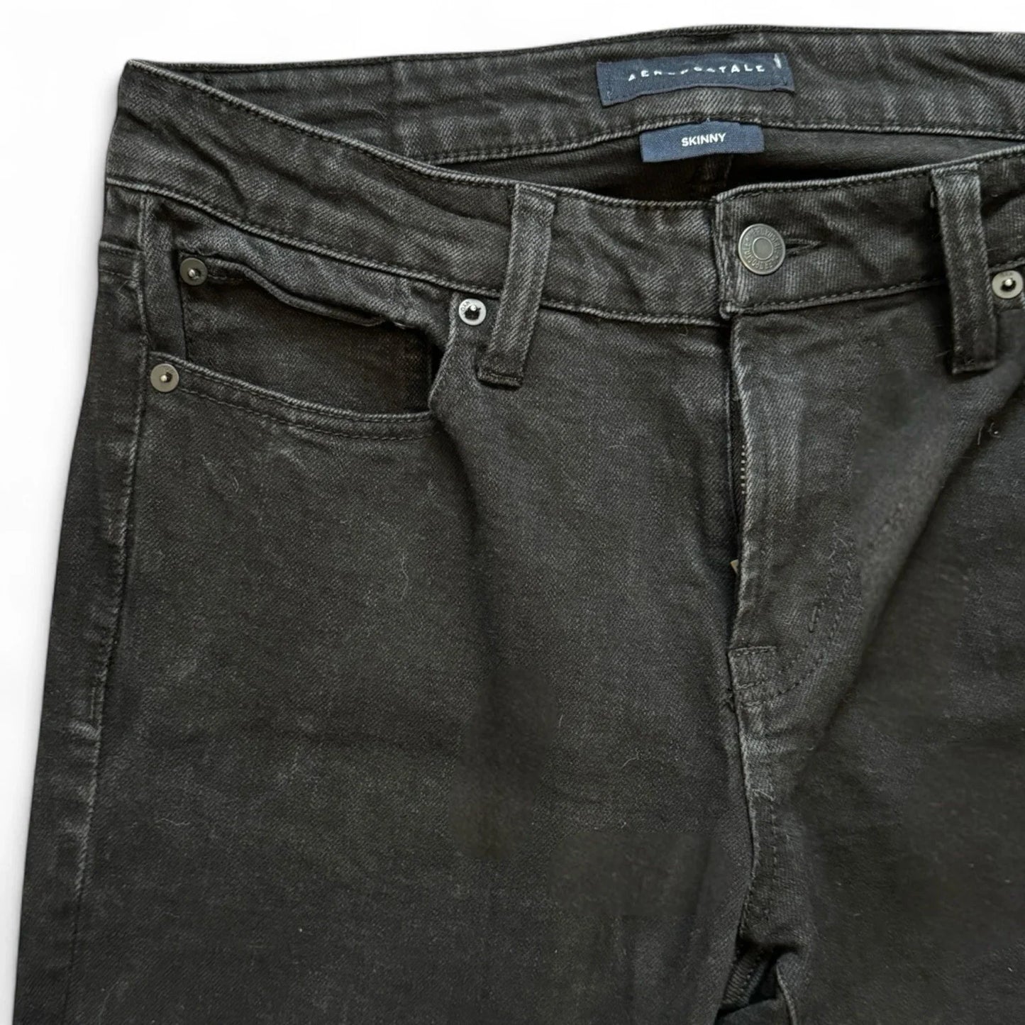 Aeropostale Mens 31x32 Jeans Skinny Fit Straight Leg Black Denim - Trendiez U ♥ 