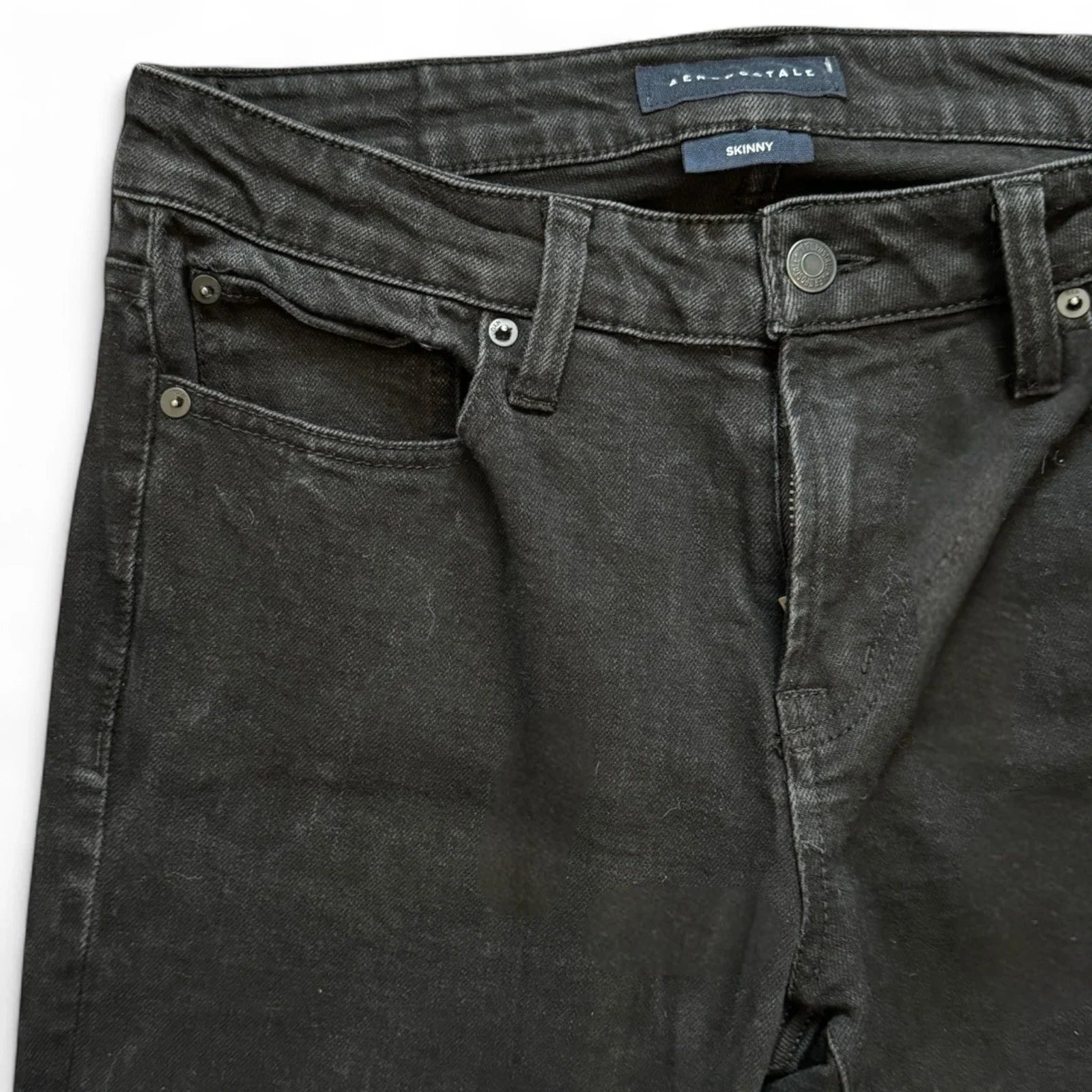 Aeropostale Mens 31x32 Jeans Skinny Fit Straight Leg Black Denim - Trendiez U ♥ 