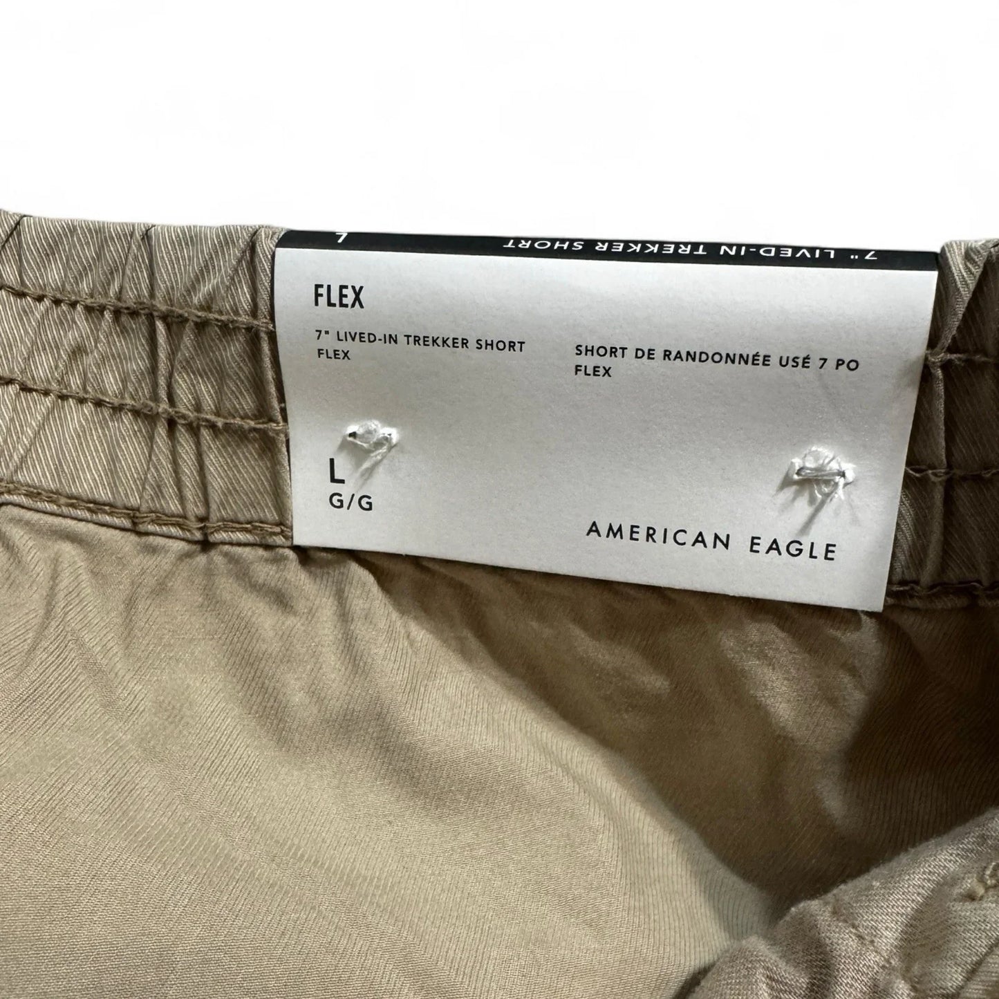 American Eagle Flex Lived In Trekker Shorts Khaki Beige Pull On Men’s Large - Trendiez U ♥ 