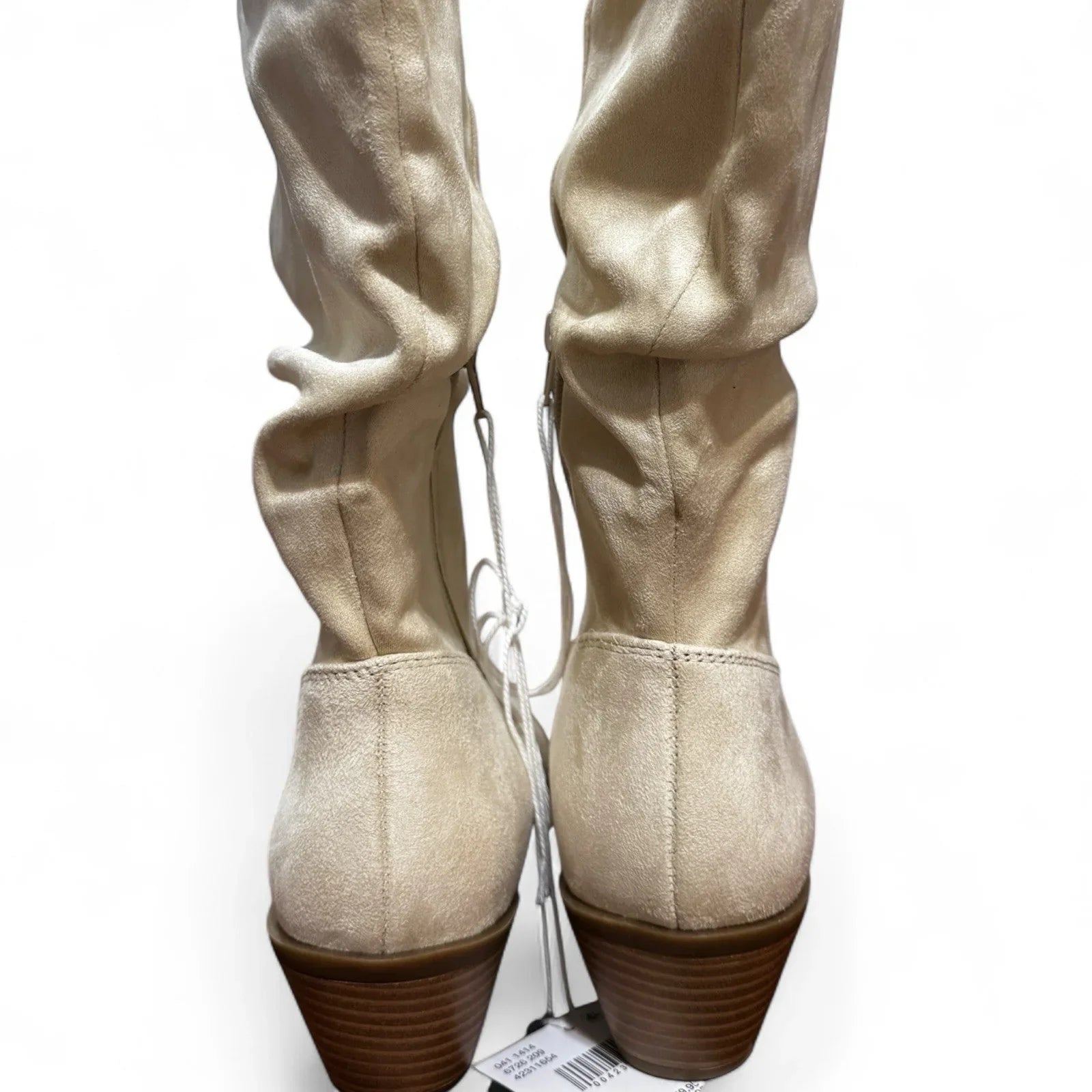 American Eagle Women’s Western Boots – Slouchy Suede, Cream Off-White, Size 7.5 - Trendiez U ♥ 