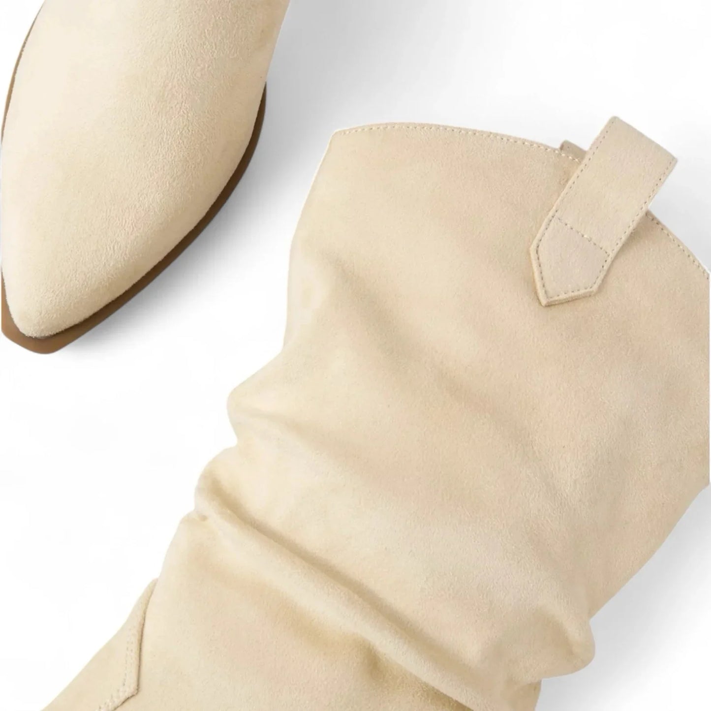 American Eagle Women’s Western Boots – Slouchy Suede, Cream Off-White, Size 7.5 - Trendiez U ♥ 