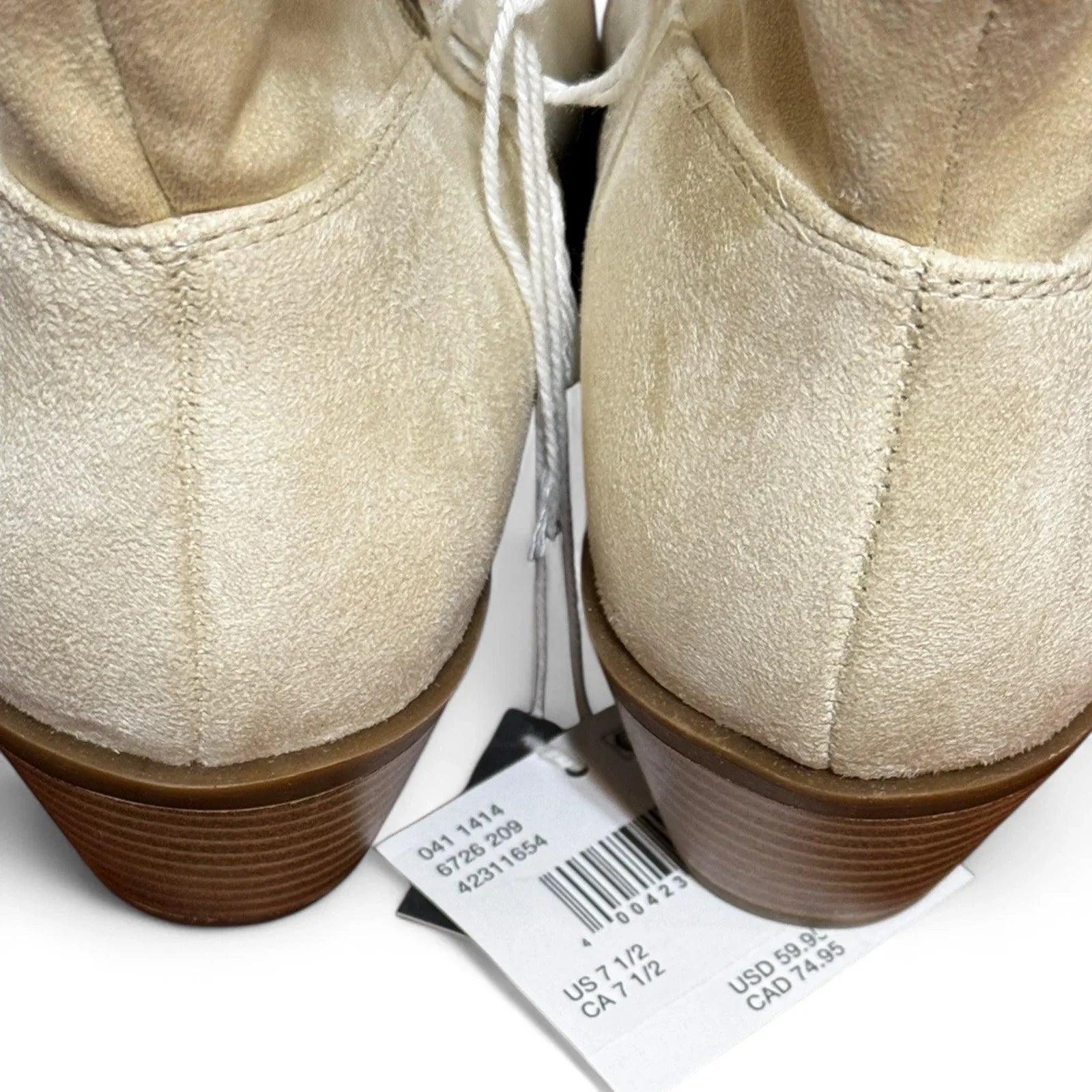 American Eagle Women’s Western Boots – Slouchy Suede, Cream Off-White, Size 7.5 - Trendiez U ♥ 