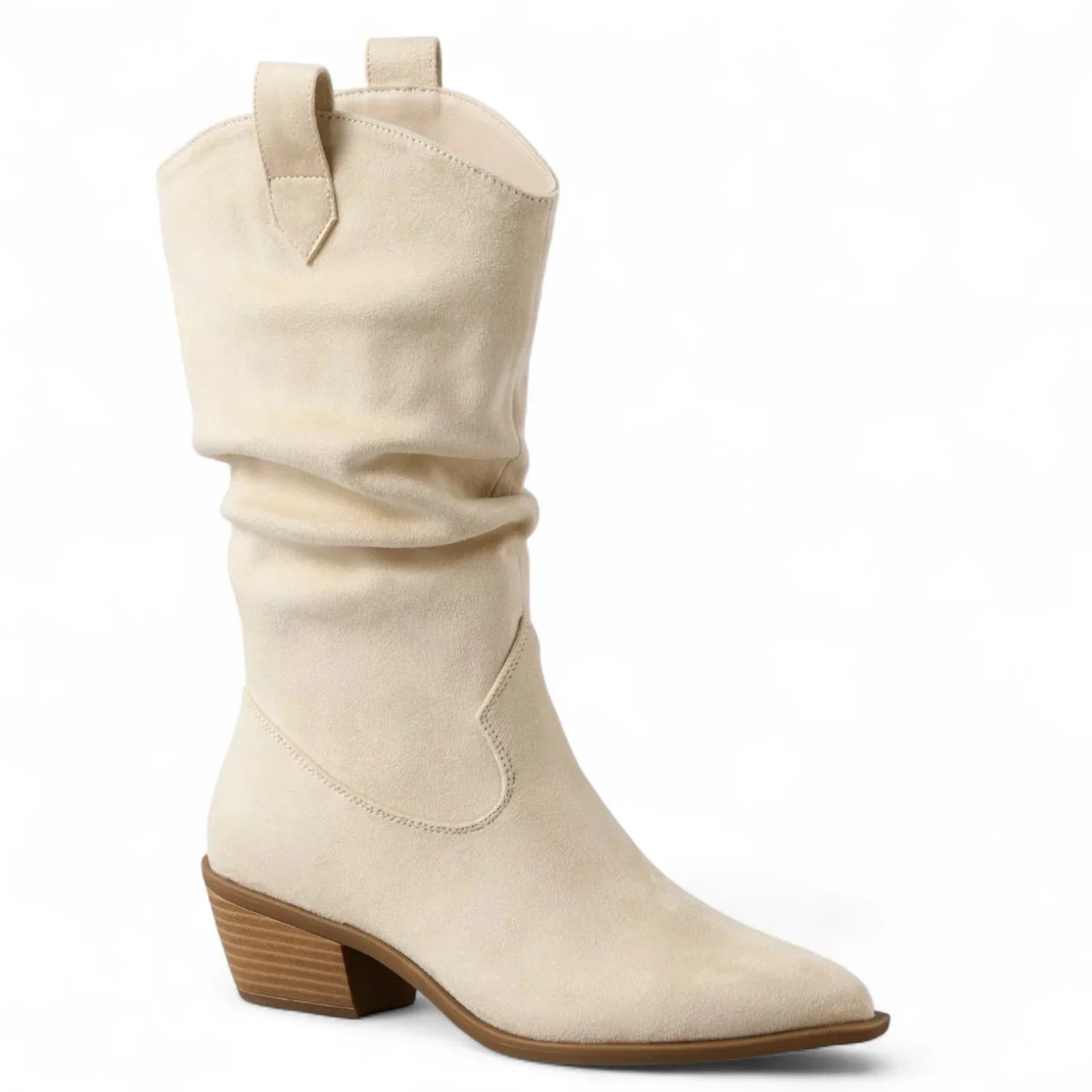 American Eagle Women’s Western Boots – Slouchy Suede, Cream Off-White, Size 7.5 - Trendiez U ♥ 