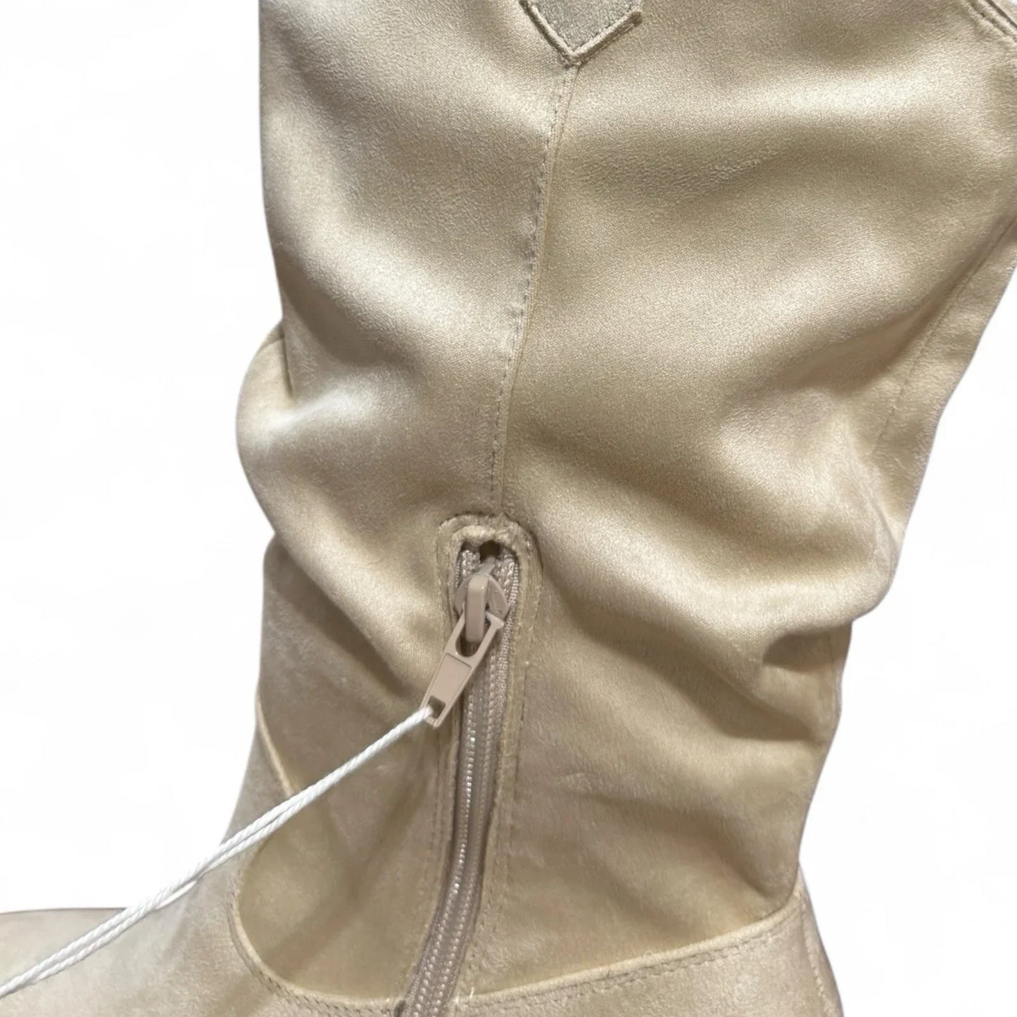 American Eagle Women’s Western Boots – Slouchy Suede, Cream Off-White, Size 7.5 - Trendiez U ♥ 