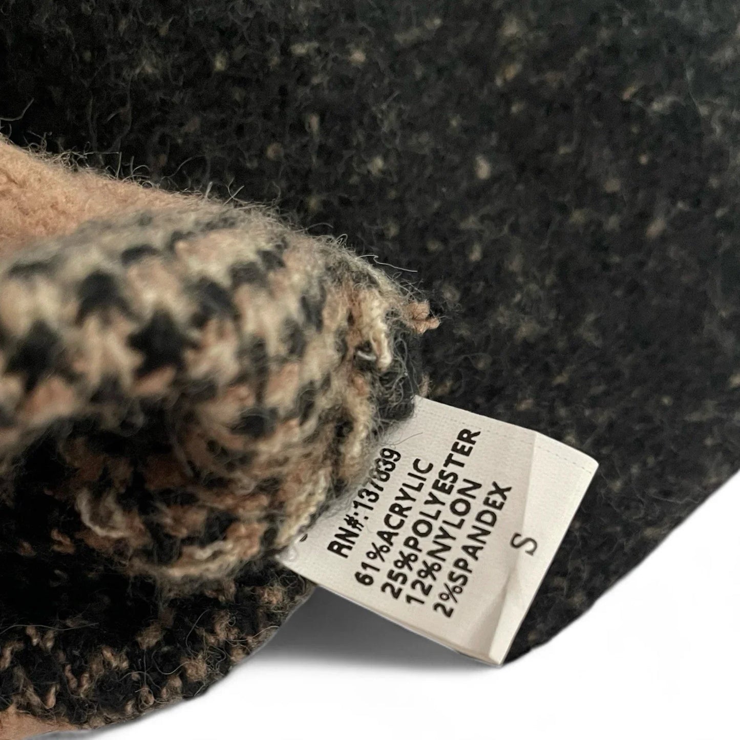 Anthropologie Luna Ivy Cozy Teddy Bear Cropped Loose Fit Sweater Black Tan Sz S - Trendiez U ♥ 