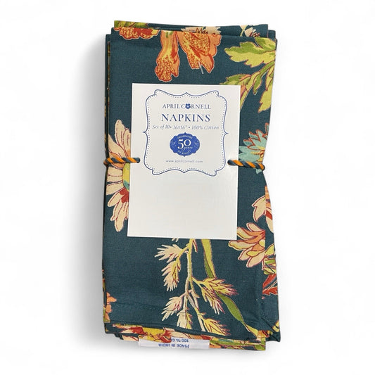 April Cornell Autumn Floral French Country Napkin Set 10pc 16x16” 100% Cotton - Trendiez U ♥ 