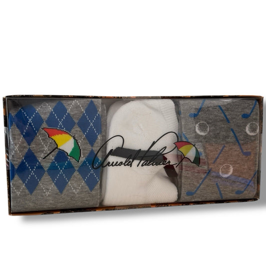 Arnold Palmer Mens Golf Socks Sz 9-12 White Gray Low Rider & Crew Socks Set 3Pk - Trendiez U ♥ 