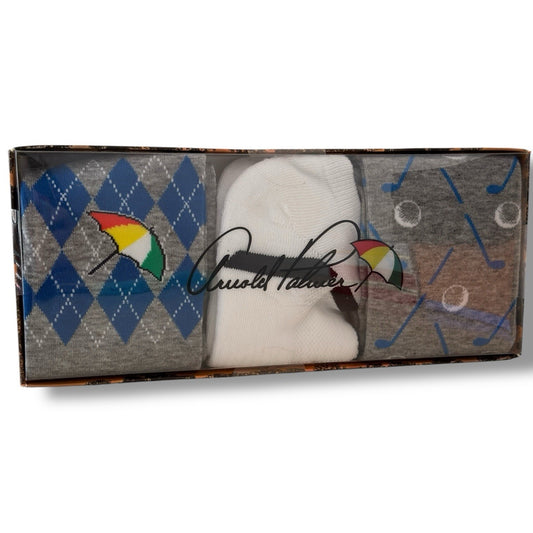Arnold Palmer Mens Golf Socks Sz 9-12 White Gray Low Rider & Crew Socks Set 3Pk - Trendiez U ♥ 