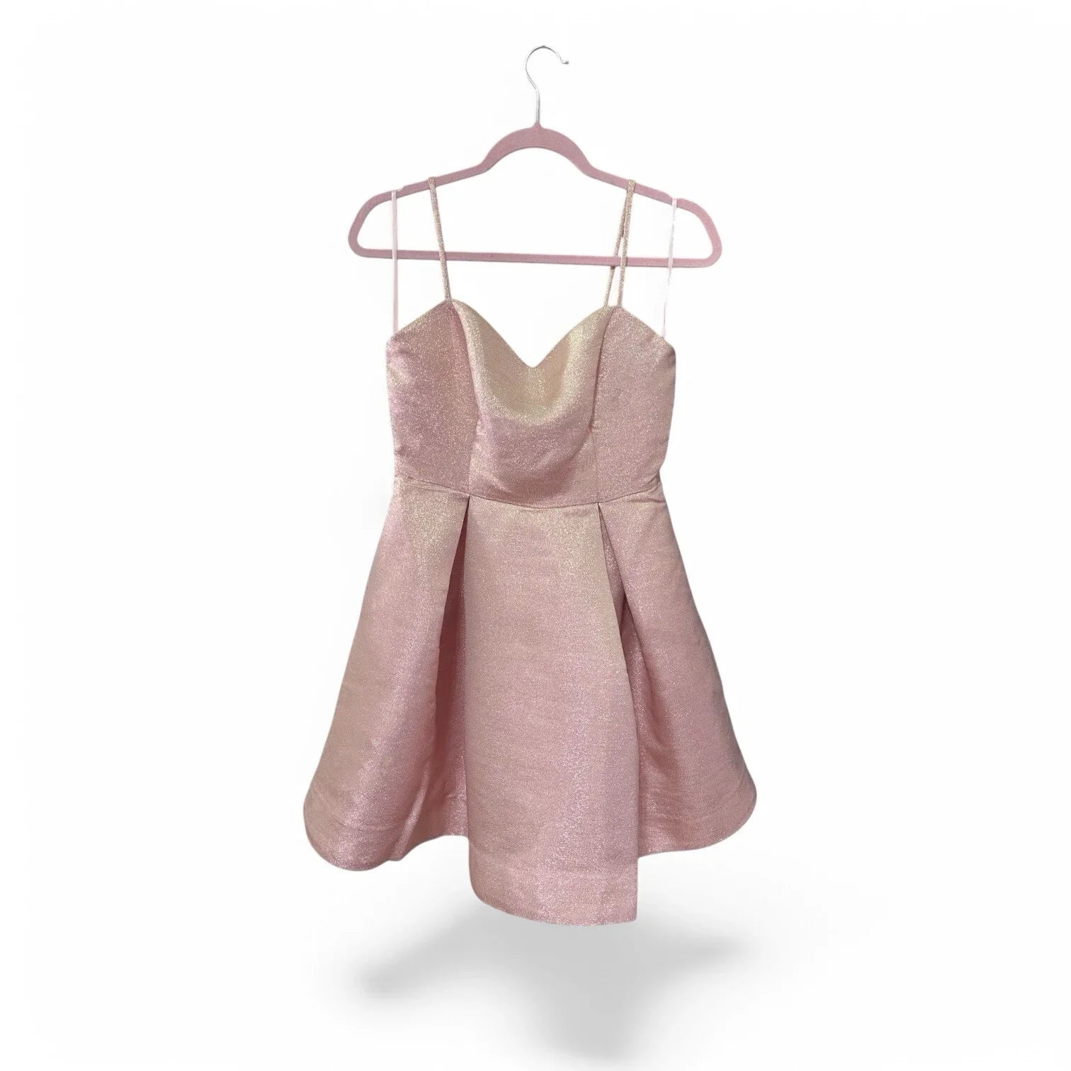 Avec Les Filles Pink Shimmer Fit & Flare Mini Dress Sz 4 Pleaded Cocktail Dress - Trendiez U ♥ 