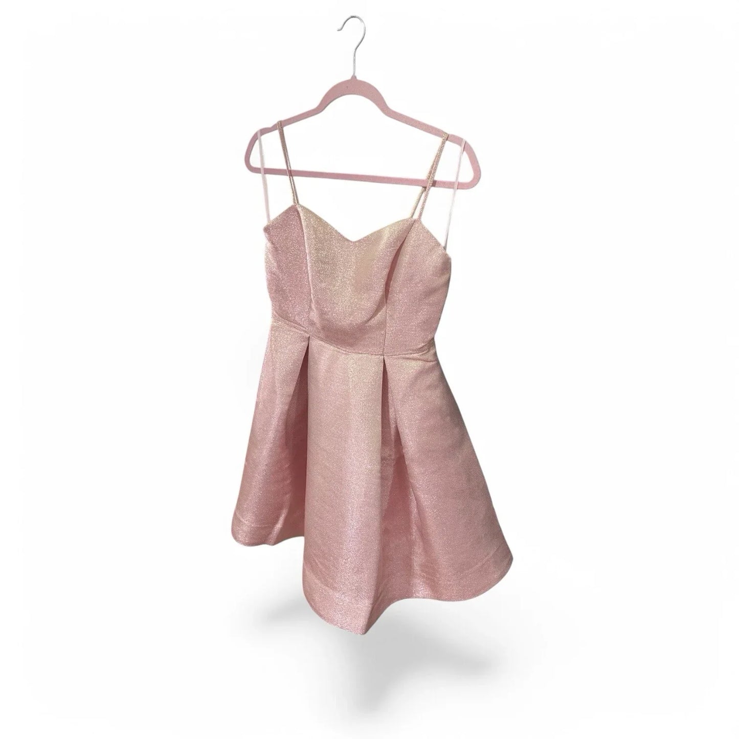 Avec Les Filles Pink Shimmer Fit & Flare Mini Dress Sz 4 Pleaded Cocktail Dress - Trendiez U ♥ 