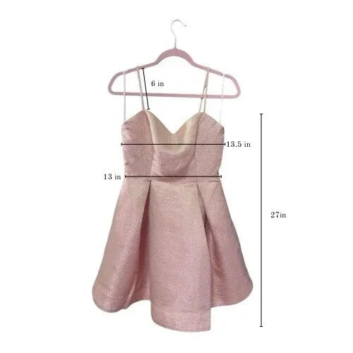 Avec Les Filles Pink Shimmer Fit & Flare Mini Dress Sz 4 Pleaded Cocktail Dress - Trendiez U ♥ 