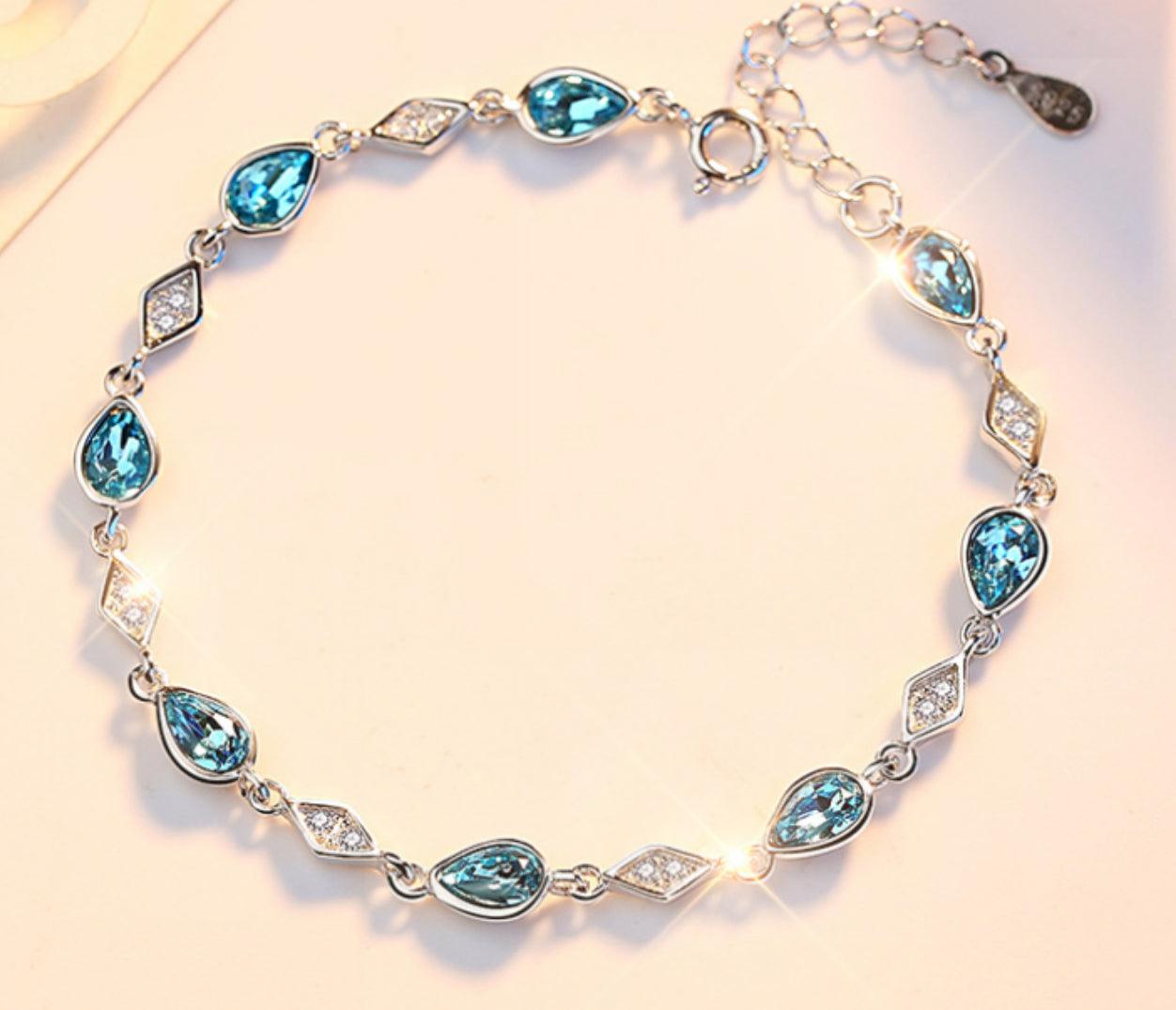 Azure Drops Sterling Silver Bracelet - Trendiez U ♥ 