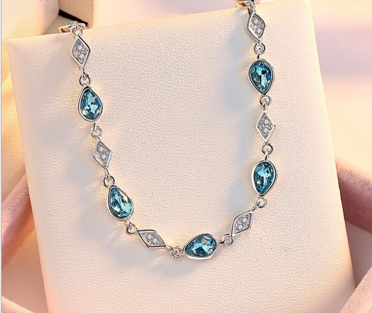 Azure Drops Sterling Silver Bracelet - Trendiez U ♥ 