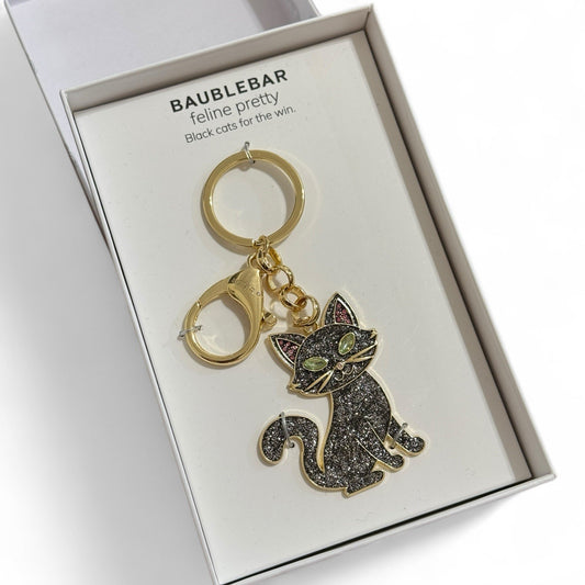 BaubleBar Black Cat Keychain – Glitter Bag Charm Accessory - Trendiez U ♥ 
