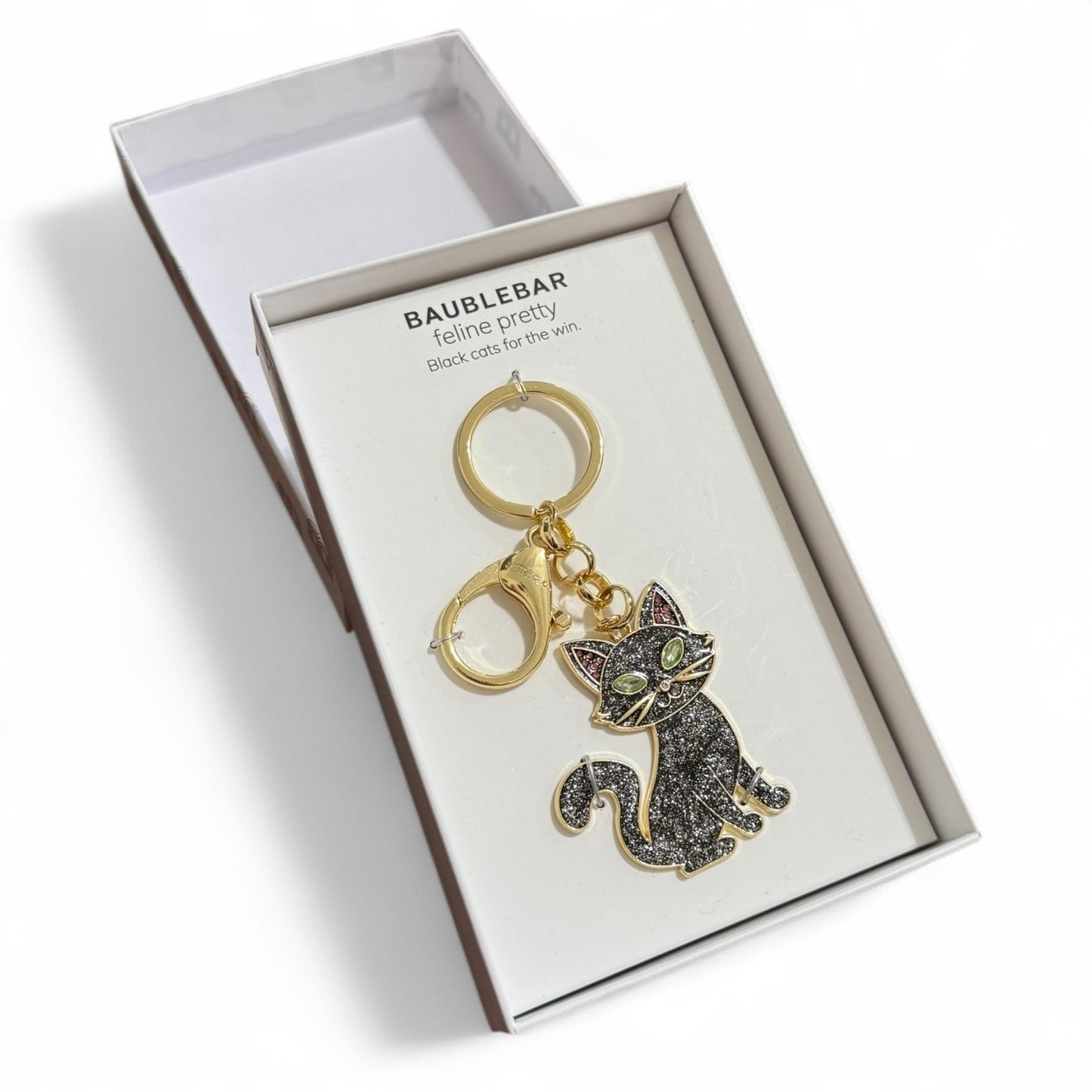 BaubleBar Black Cat Keychain – Glitter Bag Charm Accessory - Trendiez U ♥ 