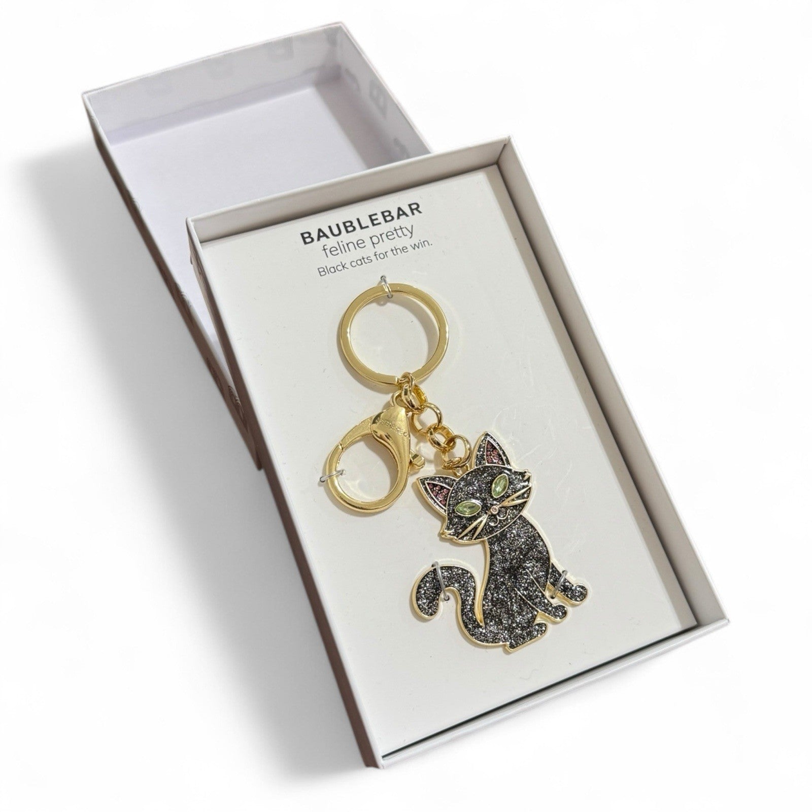 BaubleBar Black Cat Keychain – Glitter Bag Charm Accessory - Trendiez U ♥ 