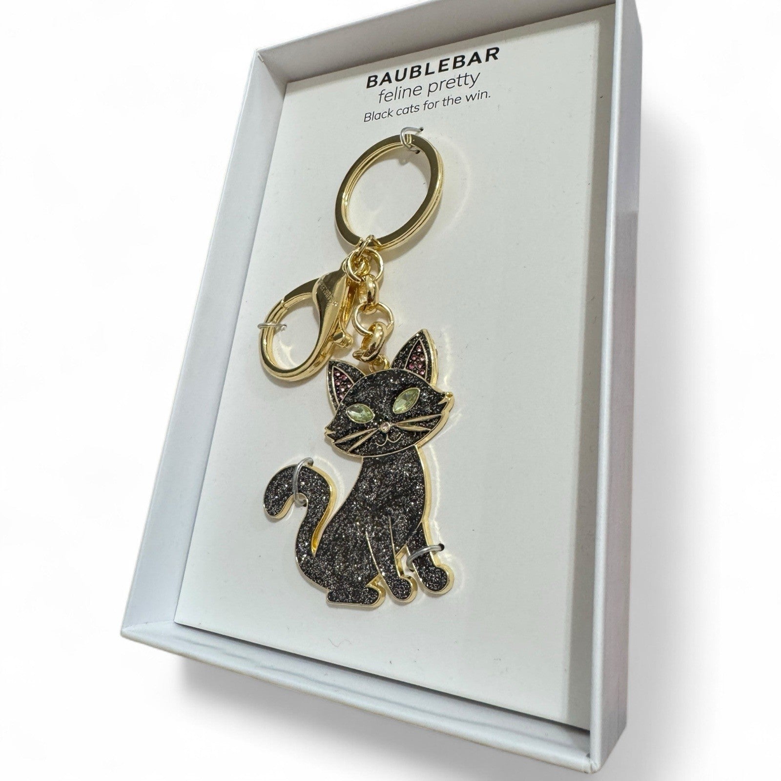 BaubleBar Black Cat Keychain – Glitter Bag Charm Accessory - Trendiez U ♥ 