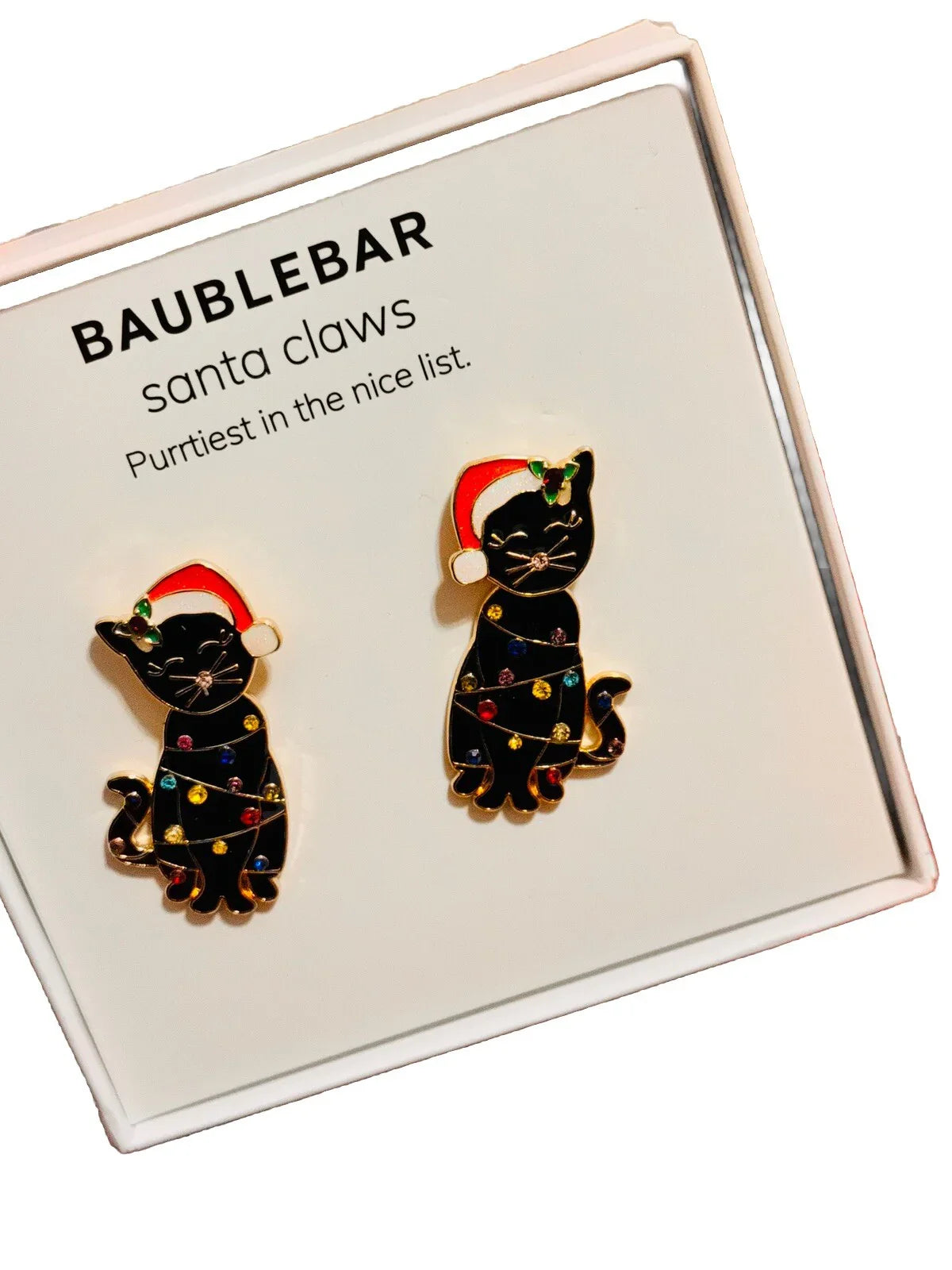 BaubleBar Christmas Earrings, Santa Kitty Cat Ornament Mischief Party Cute Stud - Trendiez U ♥ 