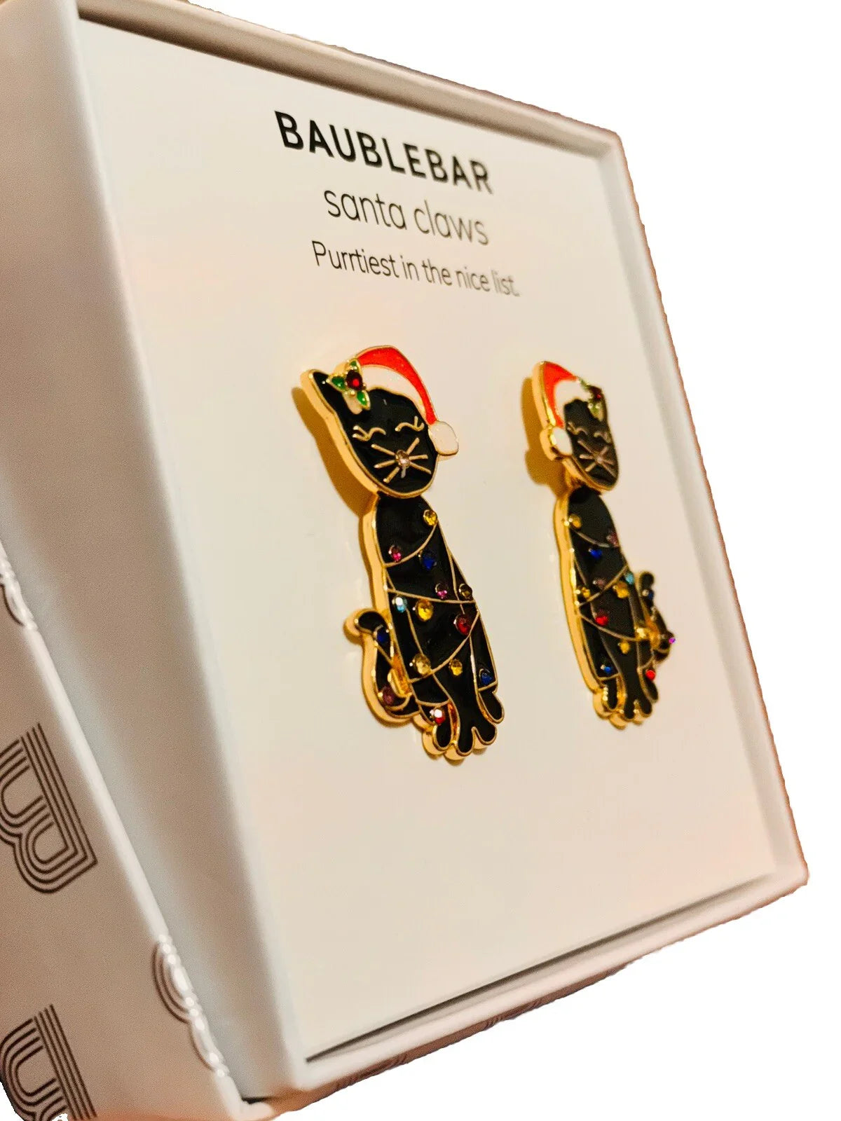 BaubleBar Christmas Earrings, Santa Kitty Cat Ornament Mischief Party Cute Stud - Trendiez U ♥ 