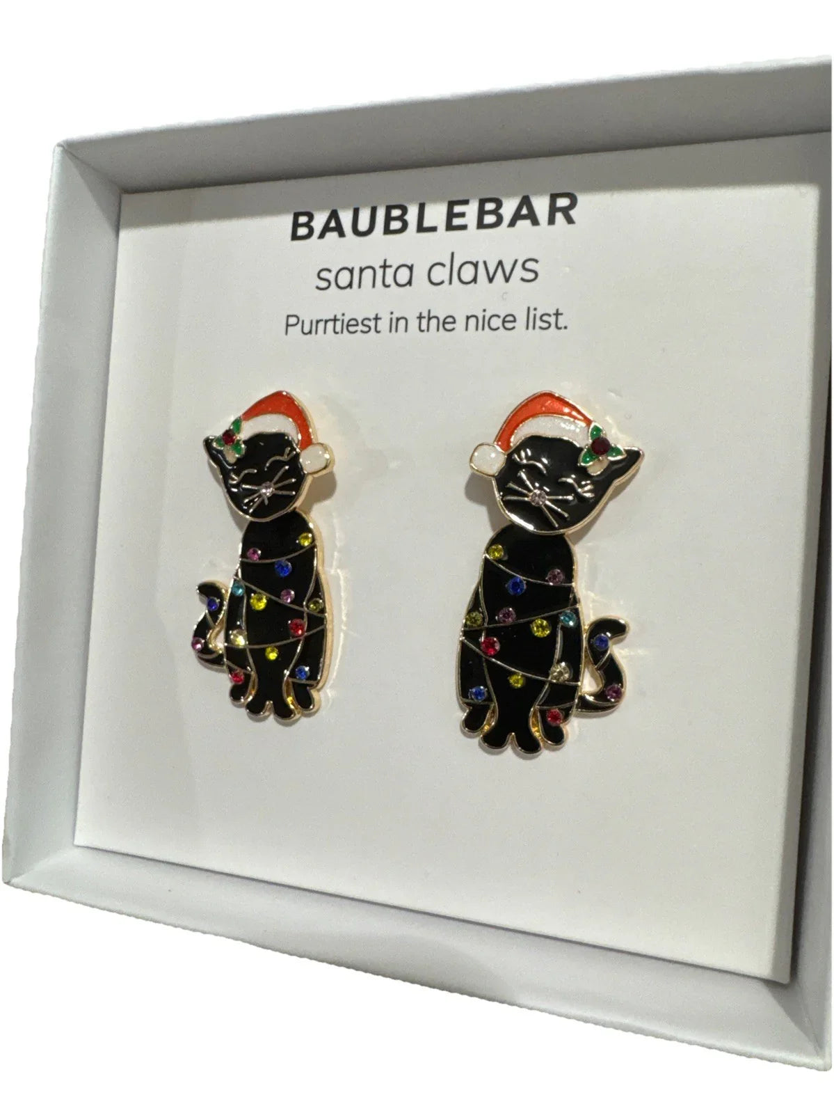 BaubleBar Christmas Earrings, Santa Kitty Cat Ornament Mischief Party Cute Stud - Trendiez U ♥ 